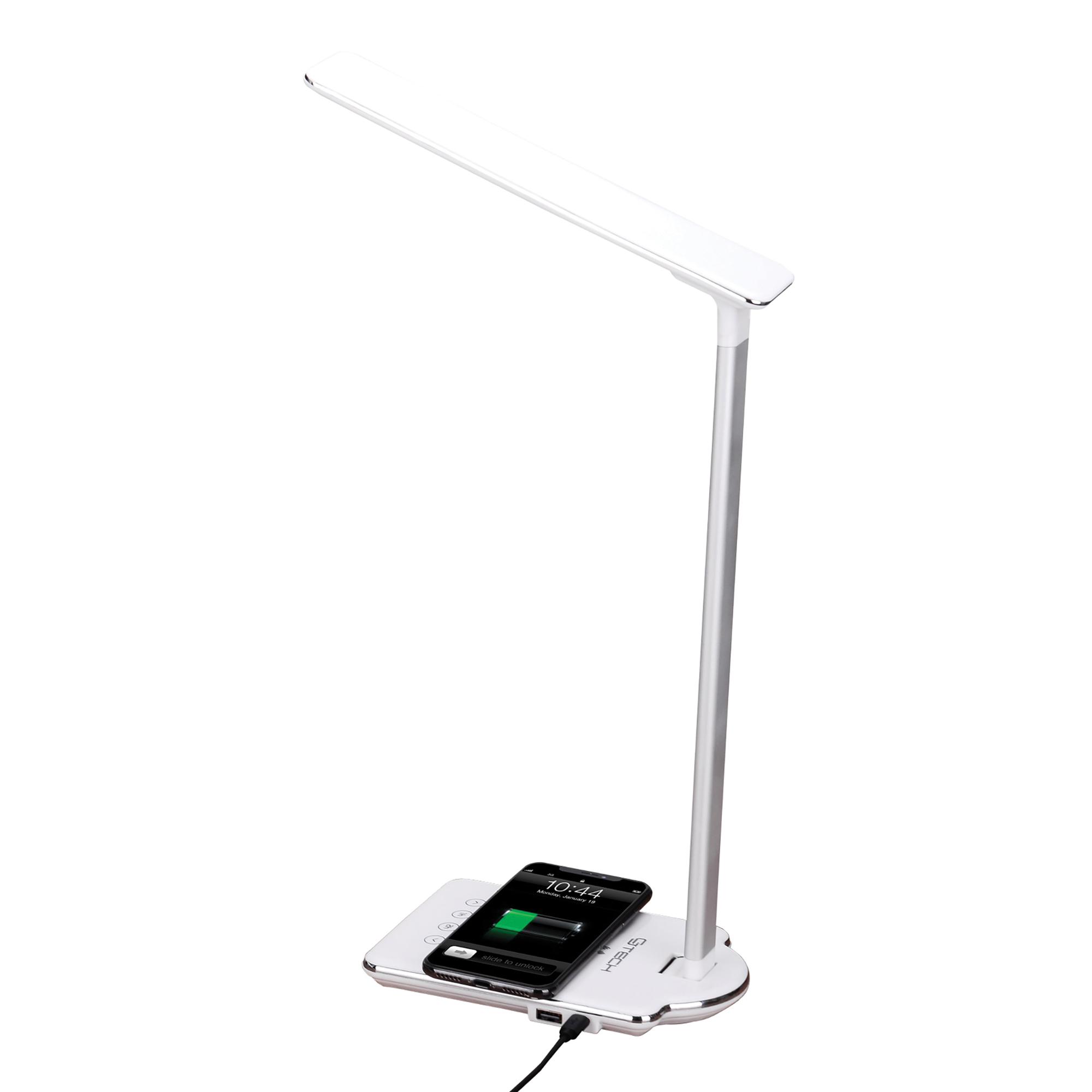 LED Desk Lamp with Built in Wireless & Wired Charging-White