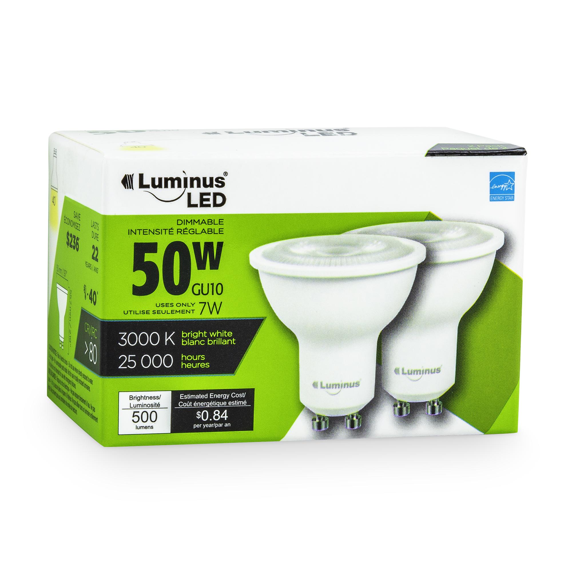 GU10 7W 3000K Dimmable LED Bulb-2/Pack