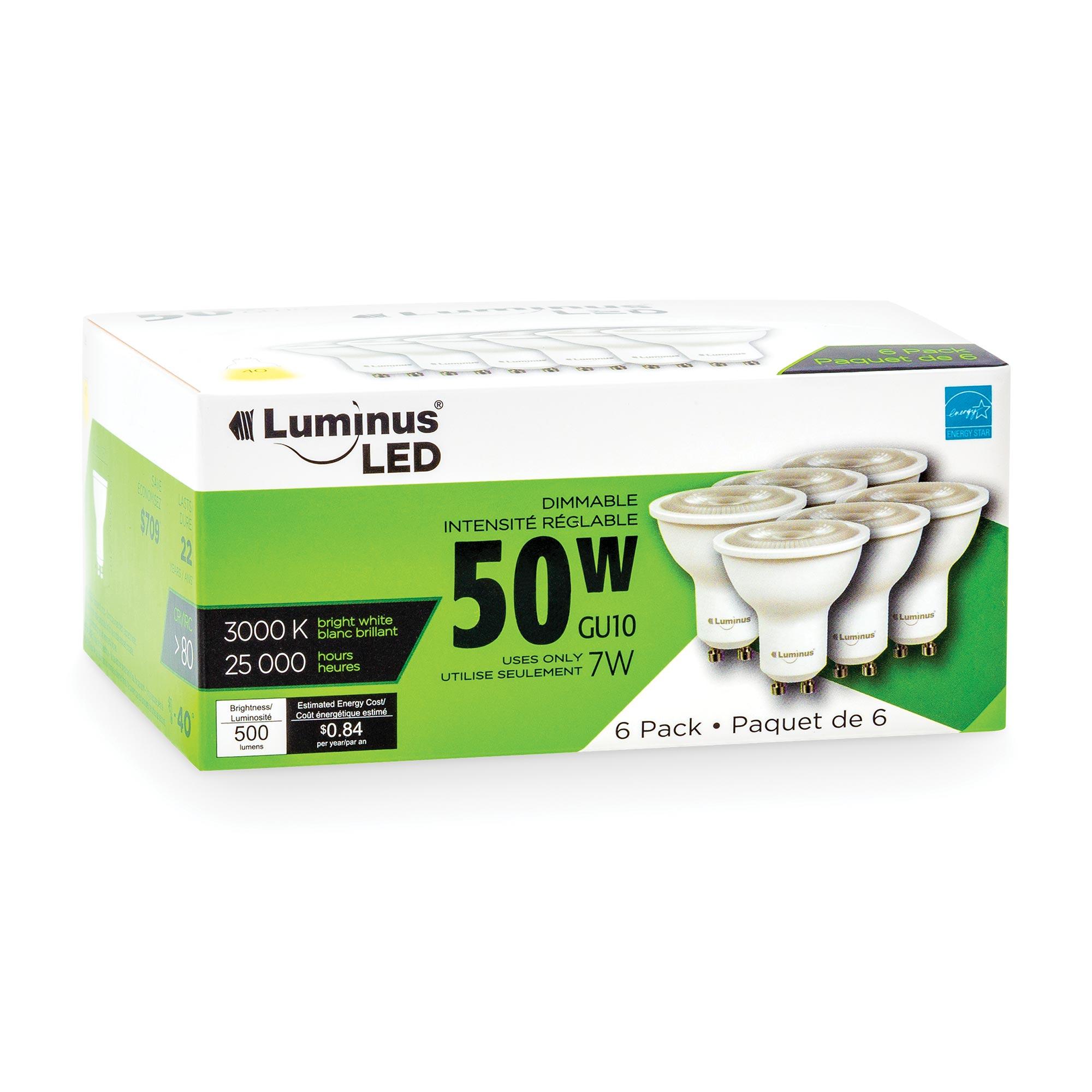 GU10 7W 3000K Dimmable LED Bulb-6/Pack