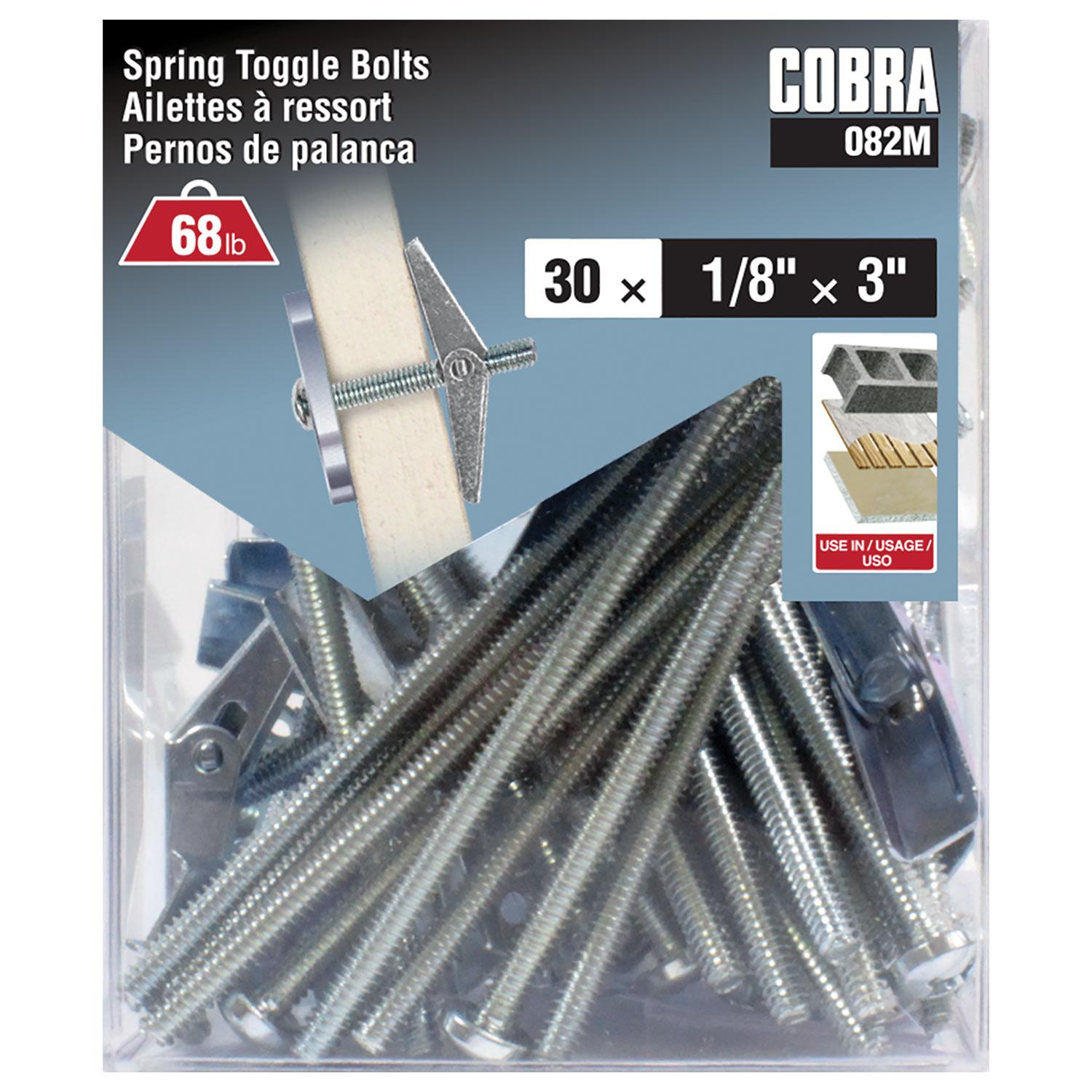 Spring Toggle Bolts 1/8" x 3"-30/Pack
