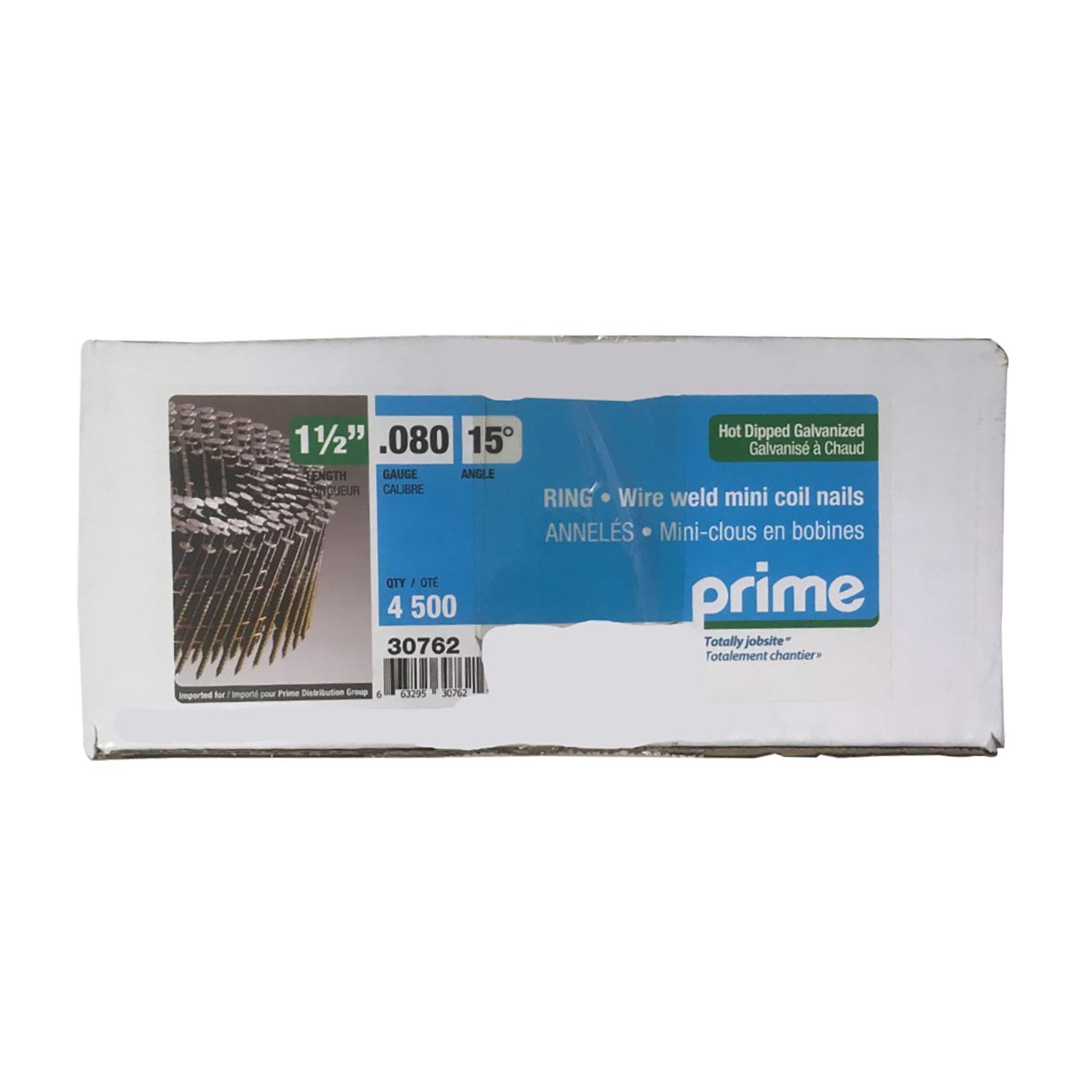 1-1/2" Ring Shank 15° Mini Coil Nails Hdg