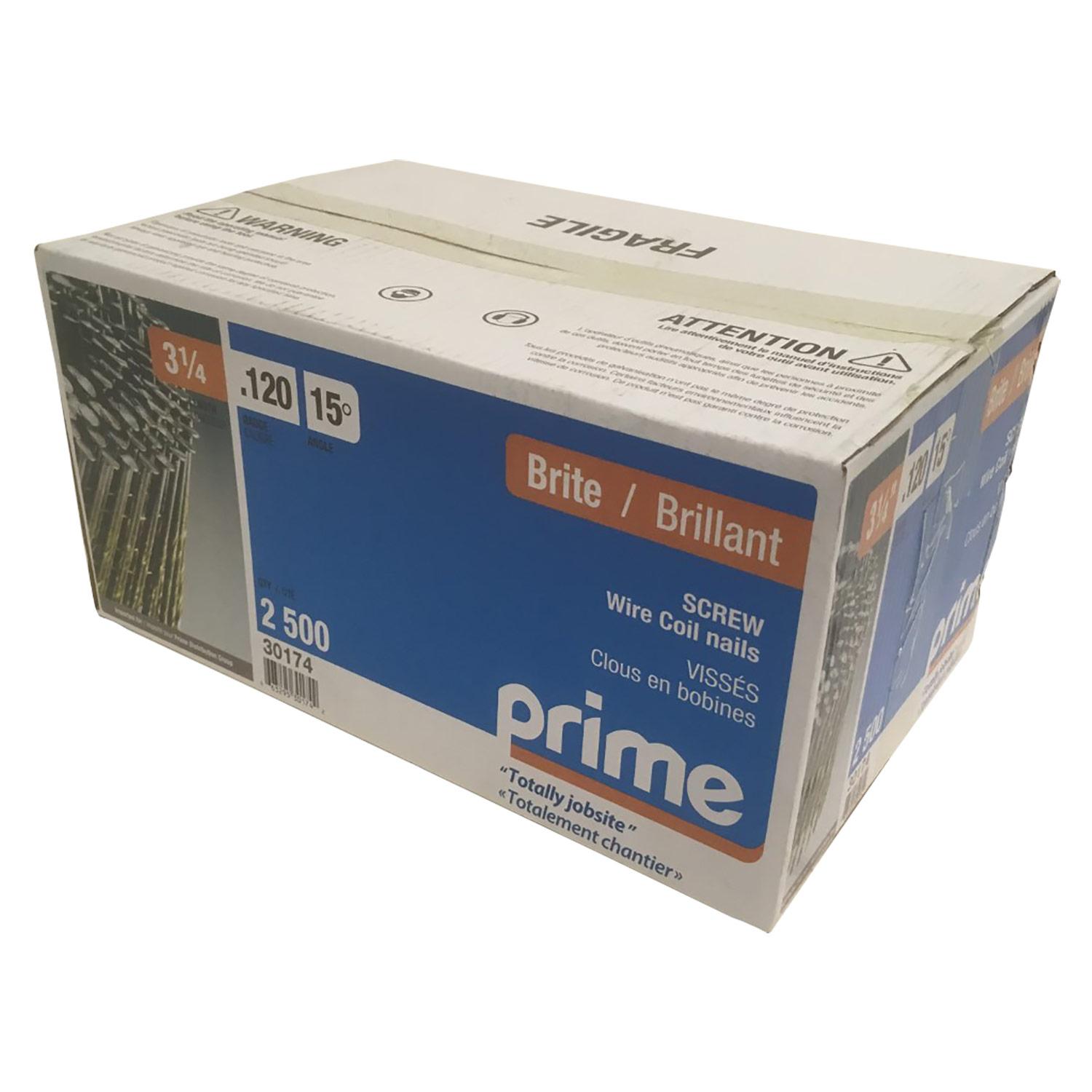 3-1/4" Spiral Shank 15° Coil Framing Nails