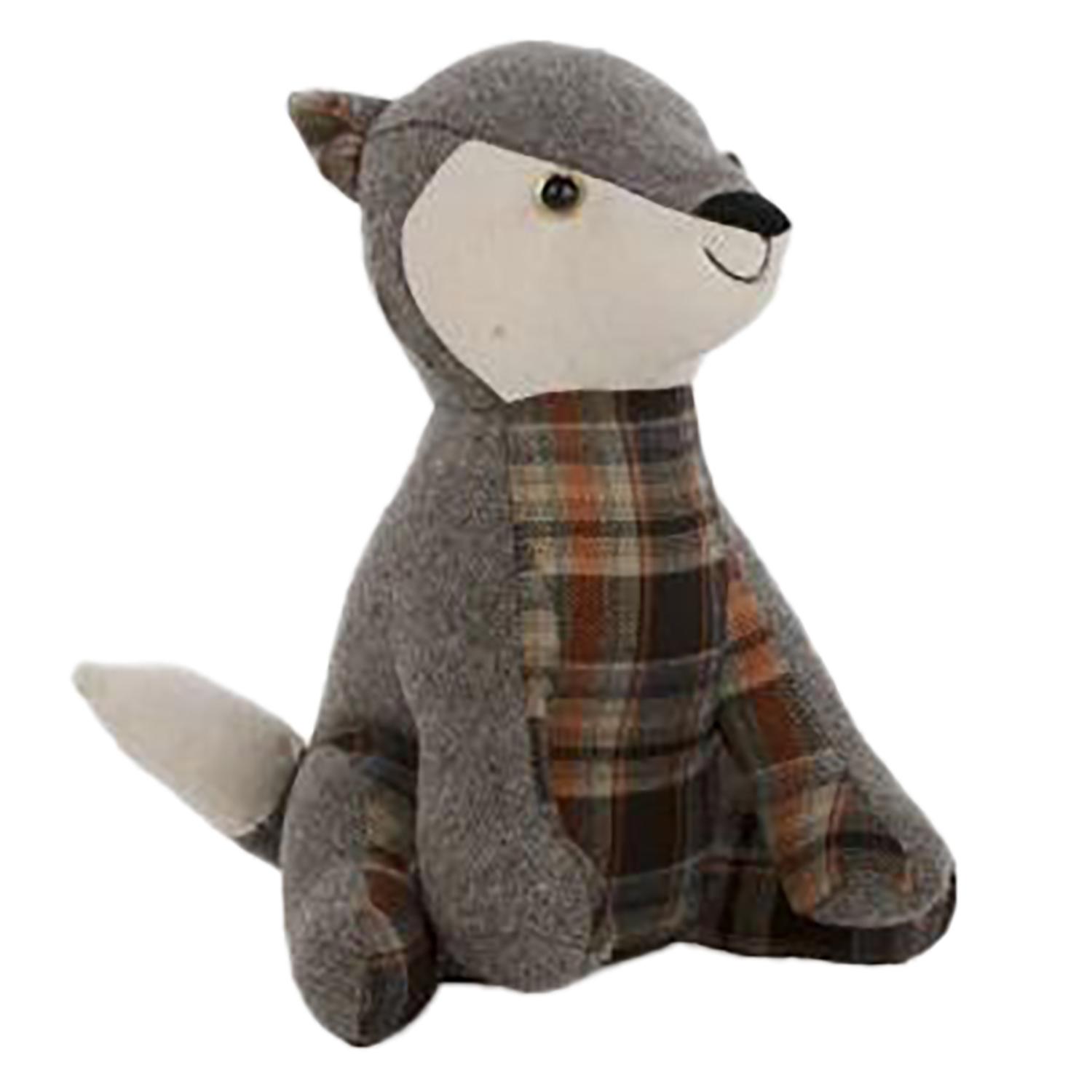 8" x 7" Plaid Fox Doorstop