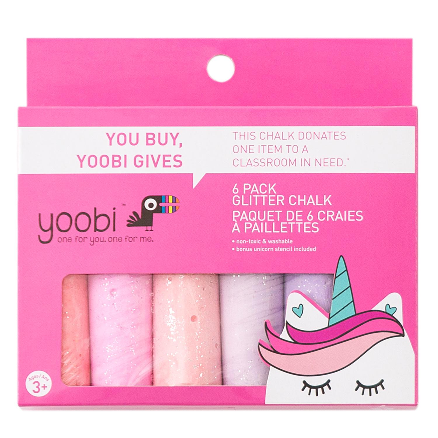 Licorne craie à paillettes Yoobi, 6/pqt