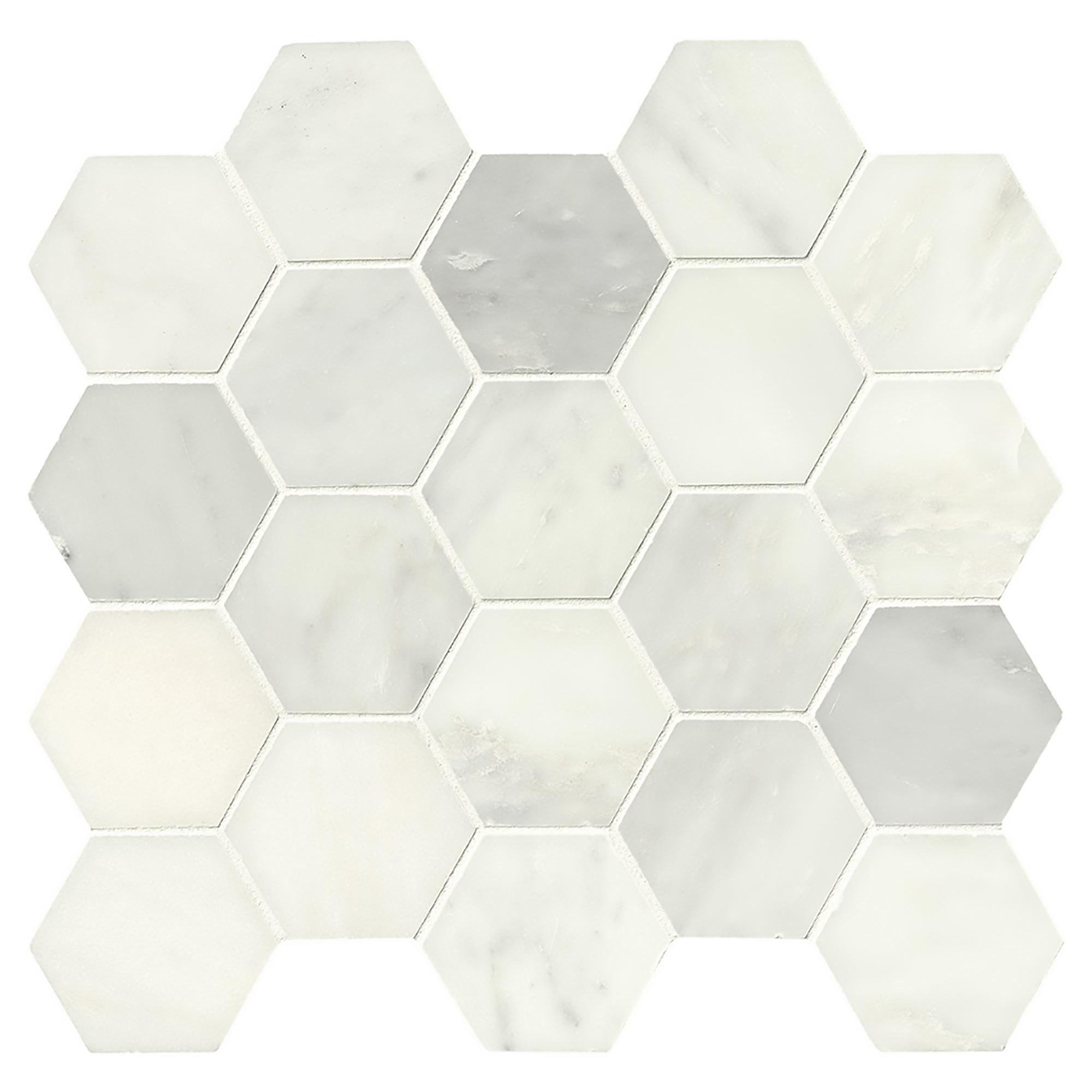 3" WhiteGrecian HexagonMarble MosaicTile 10 PC/10.6 SqFt/Box