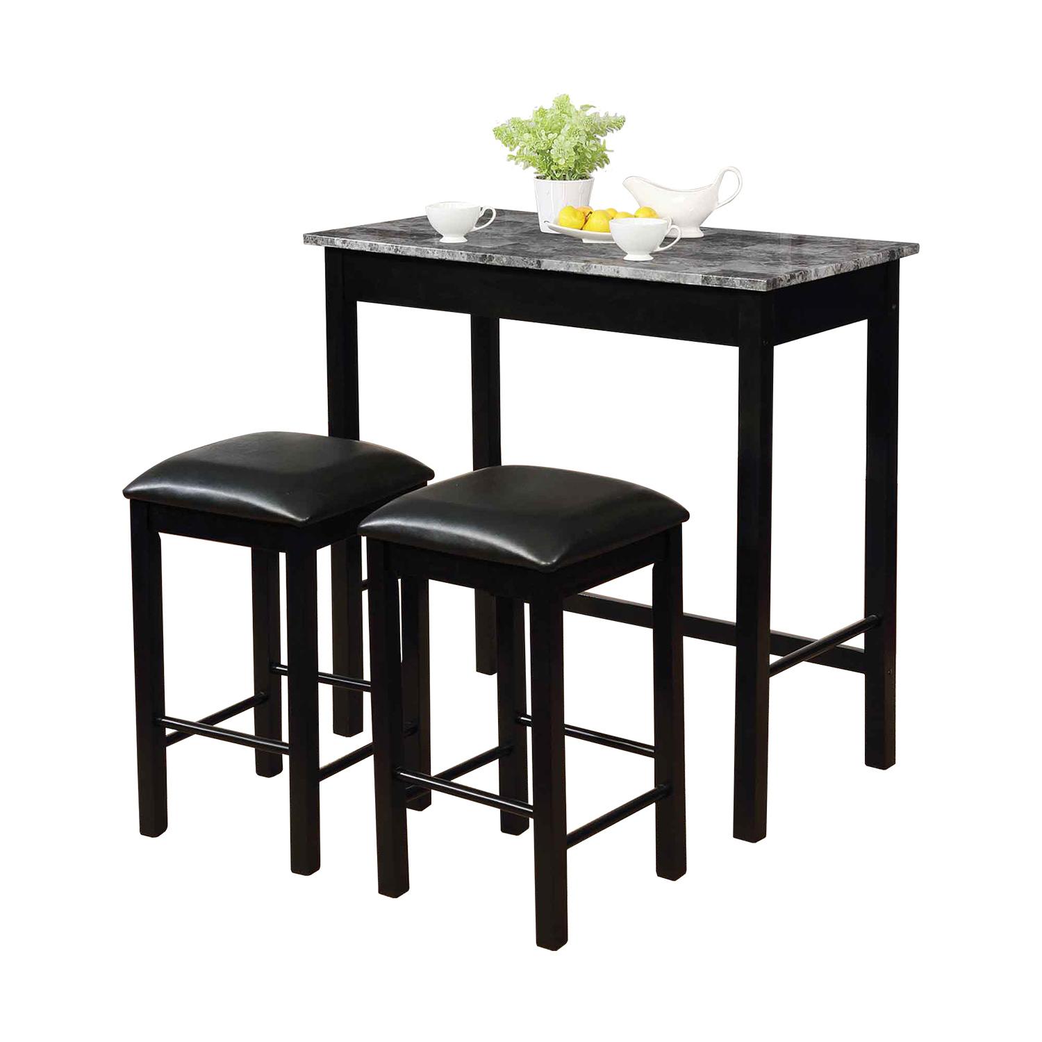 Omaha 3 Piece Counter Height Dining Set- Black