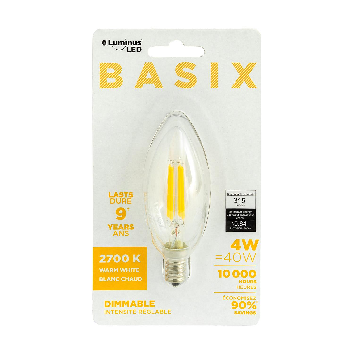 Ampoule B11 E12 DEL Basix 4,5 W 2 700 K Luminus