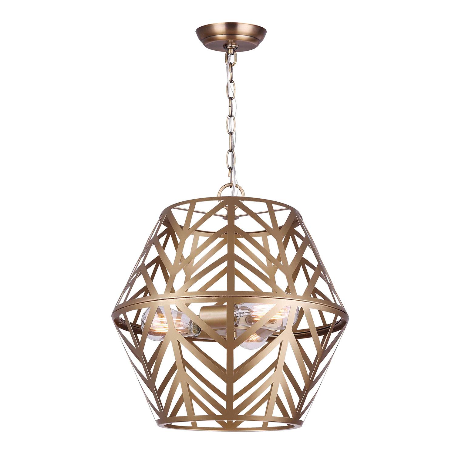 Lustre à tige 3 lumières Maud, dorée