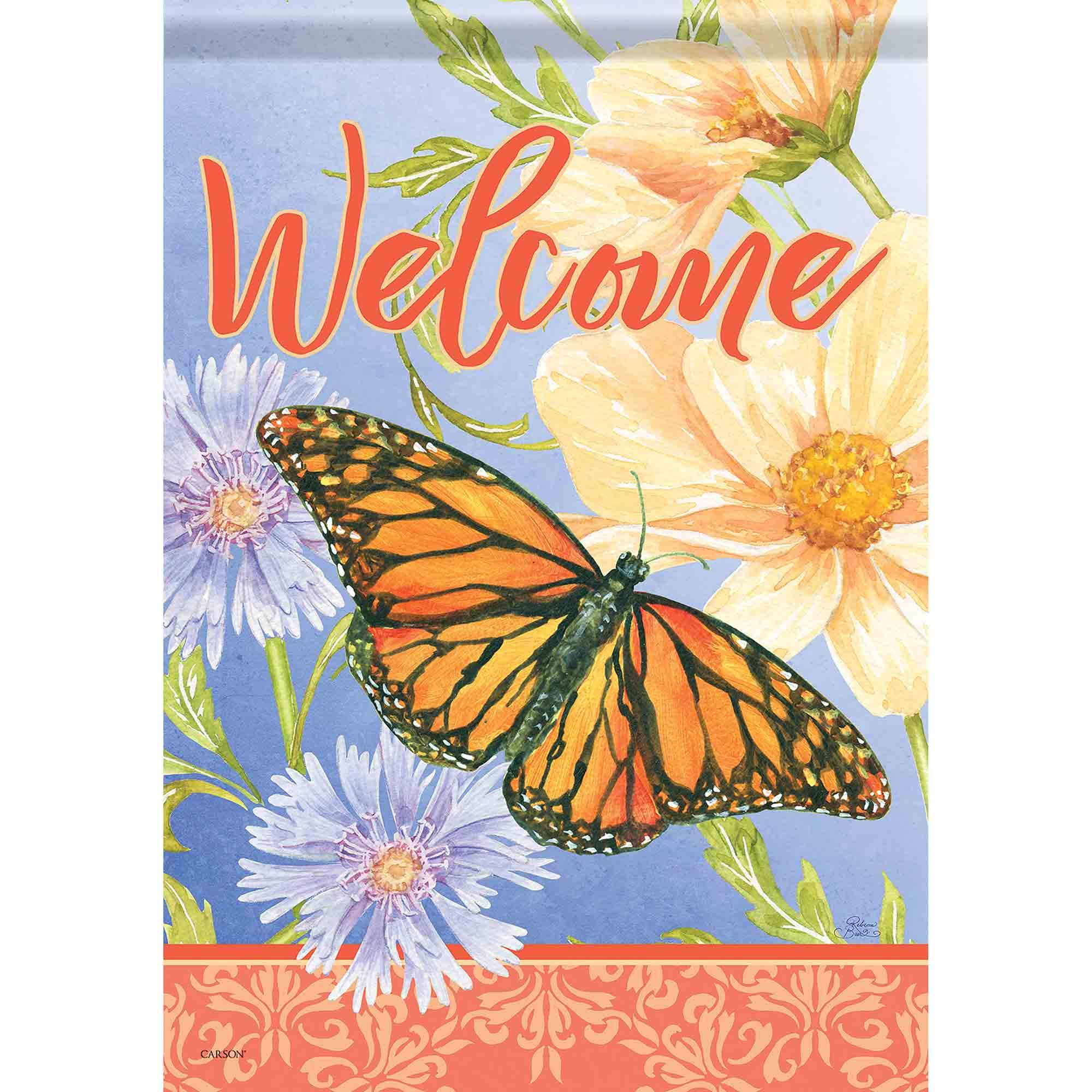 Misty Meadow Butterfly Large Flag