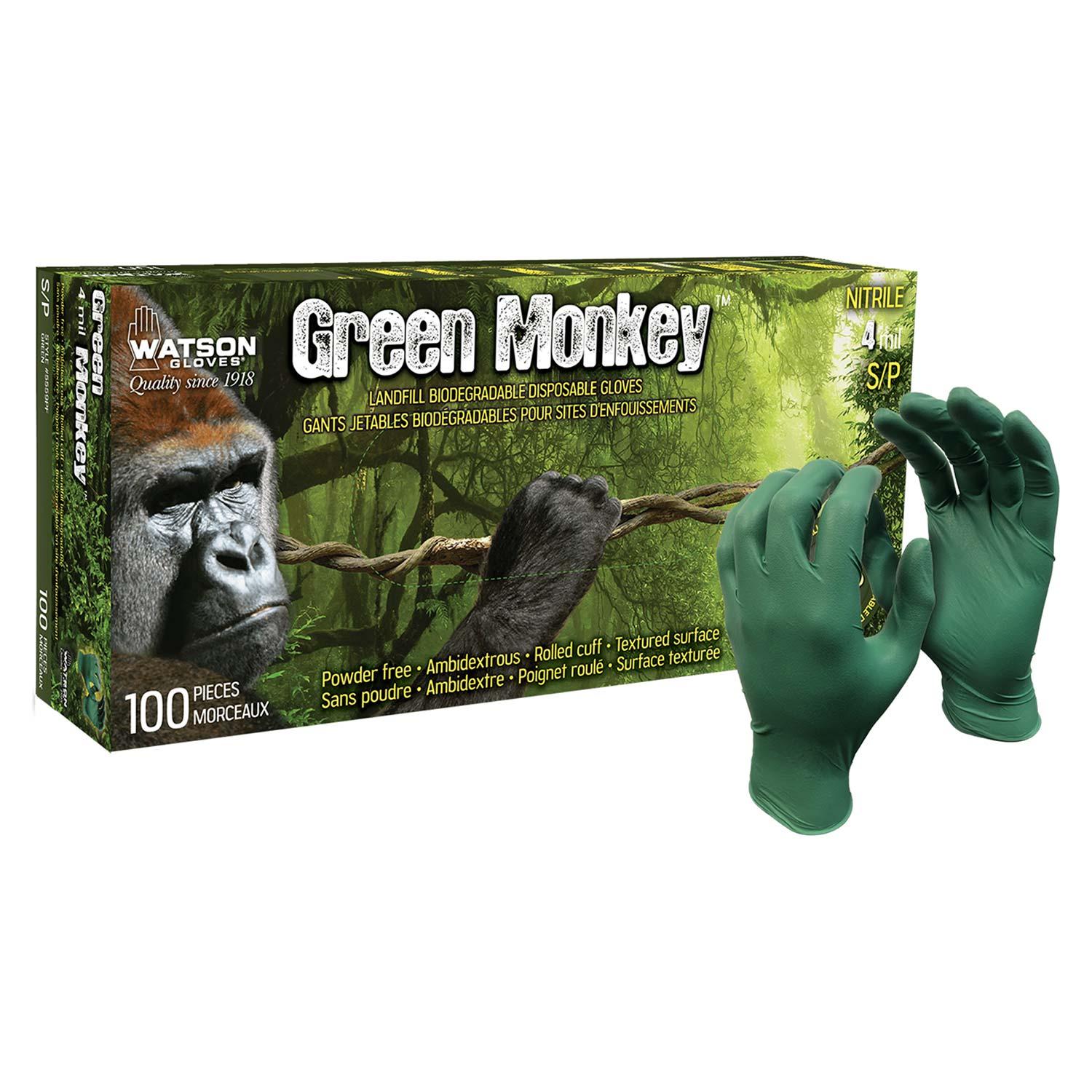 Gants en nitrile Green Monkey, paquet de cent