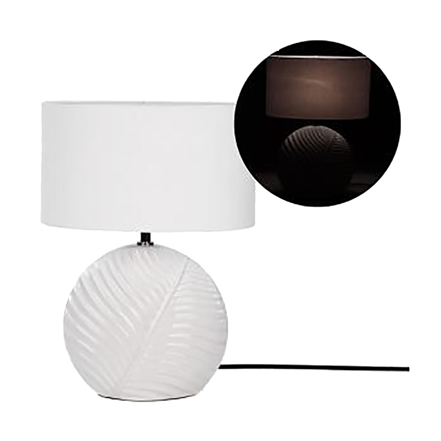 White Leaf Base Table Lamp With White Shade