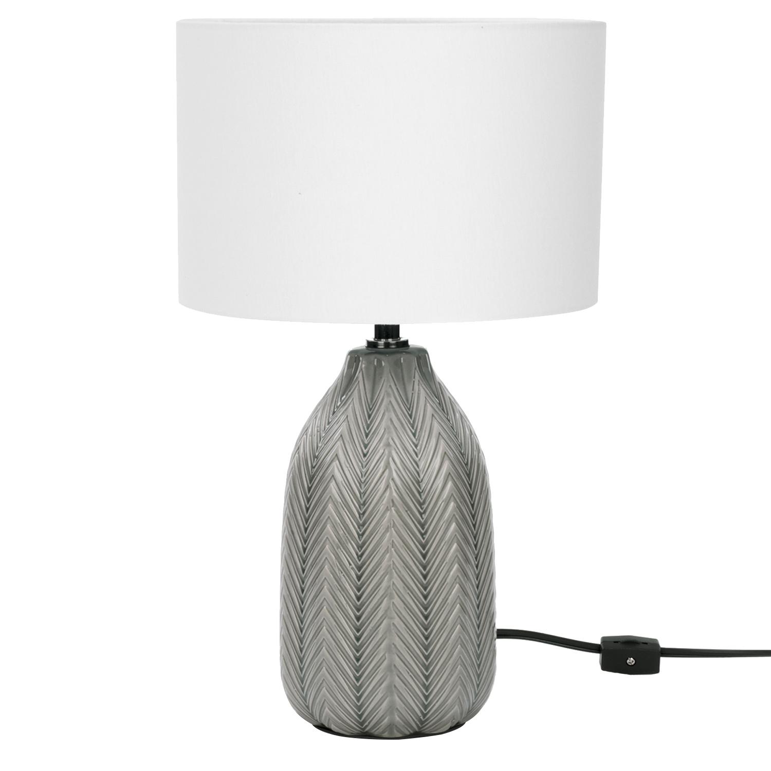 Grey Geometric Pattern Ceramic Table Lamp With Shade