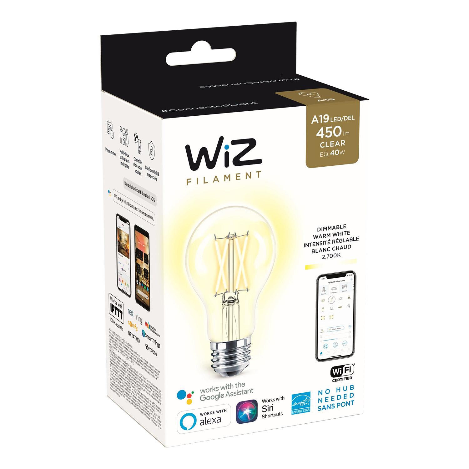 Philips WiZ A19 Clear Vintage Wi-Fi LED Bulb