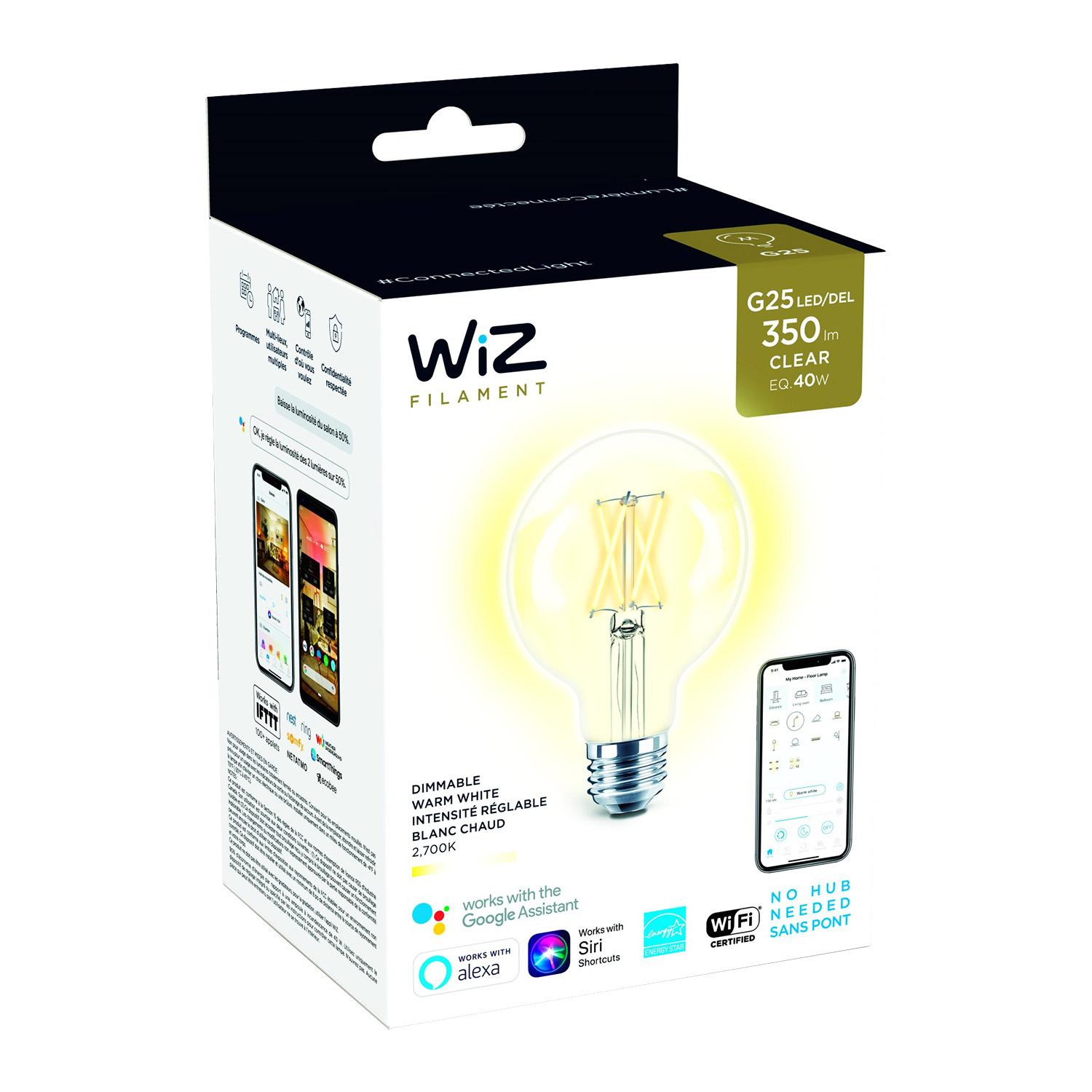 Philips WiZ G25 Dimmable Wi-Fi Clear LED Bulb