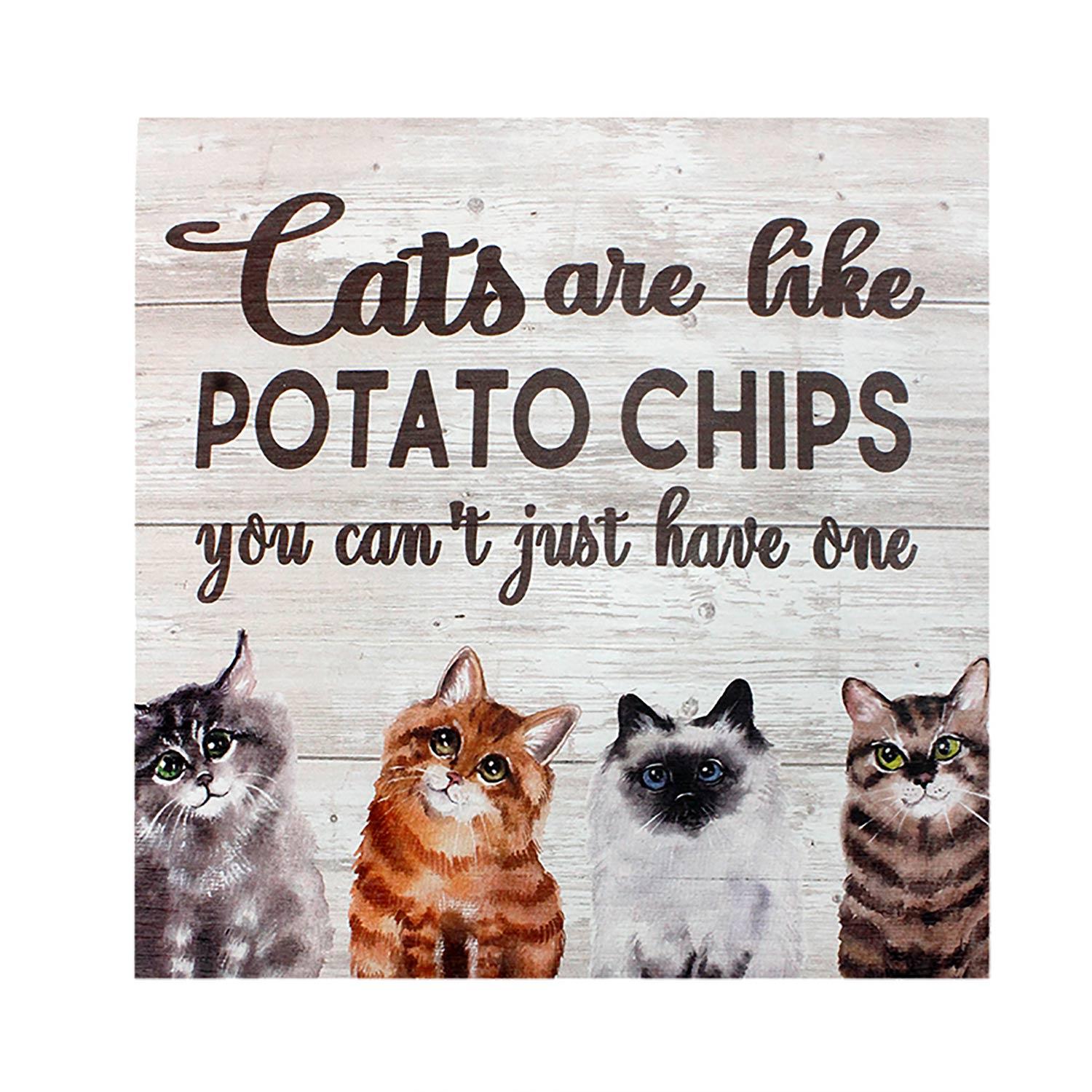 12" x 12" Cats Like Chips Plaque