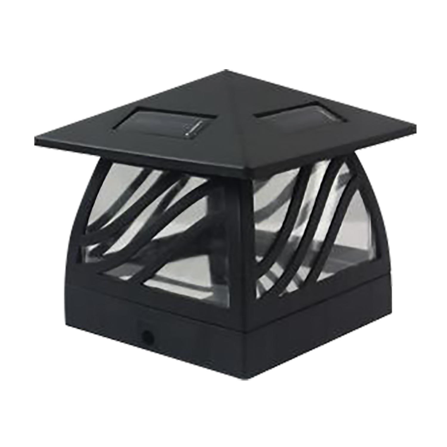 Solar Black Swirl Plastic Post Cap Light