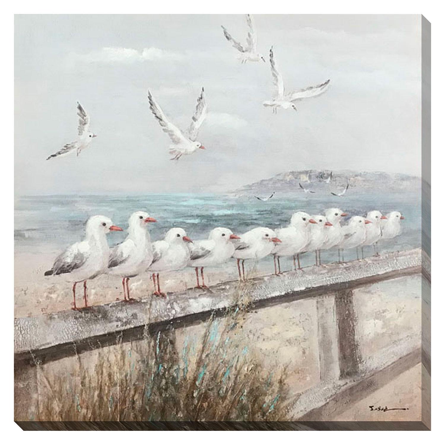 36" X 36" Taking A Break Hand-Embellished Canvas