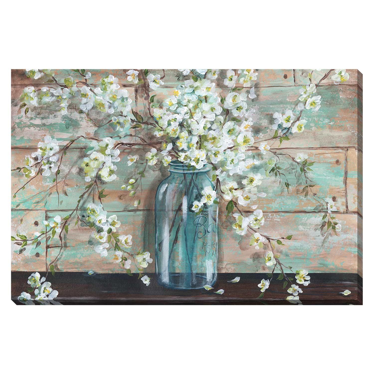 22" x 28" Blossoms in Mason Jar Canvas