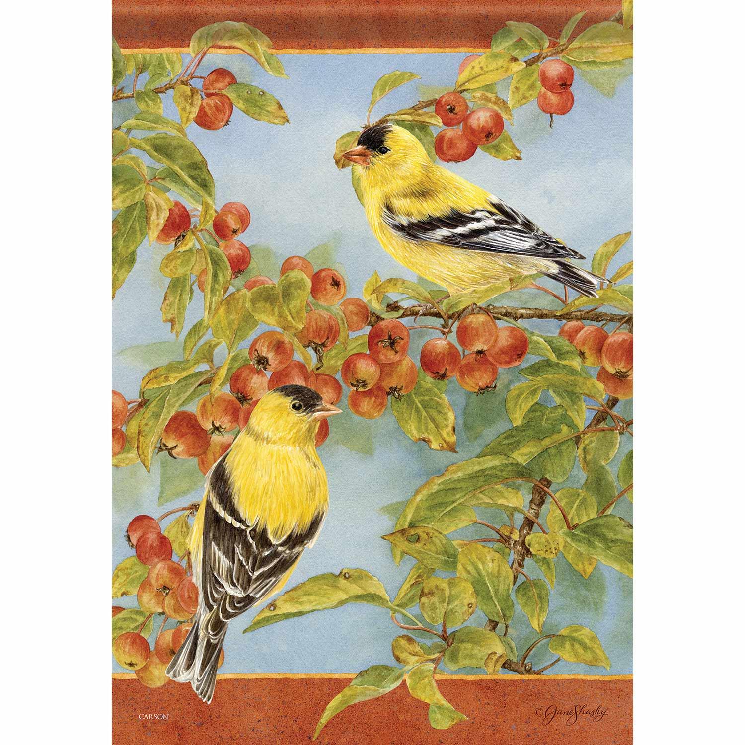 Spring Garden Flag Crabapple And Finches