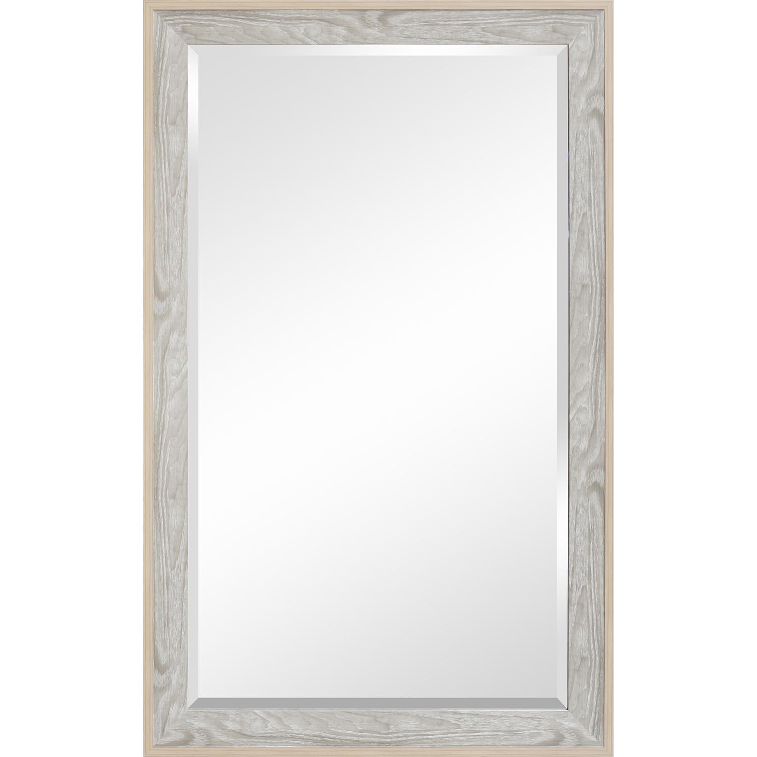 30" x 48" Wall Mirror- Grey Wood with Natural Trim