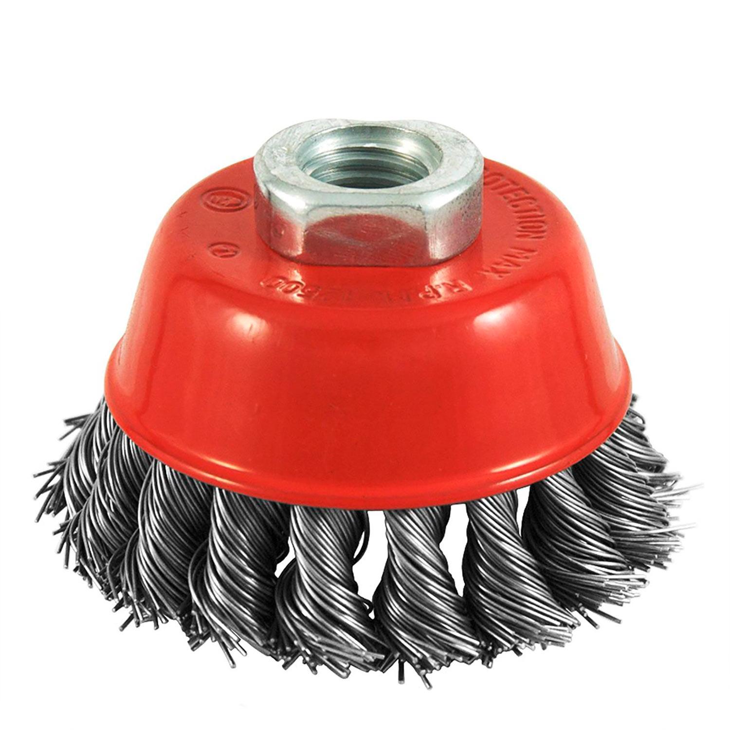 3" x 5/8"-11mm Carbon Steel Knotted Wire Cup - Recyclable