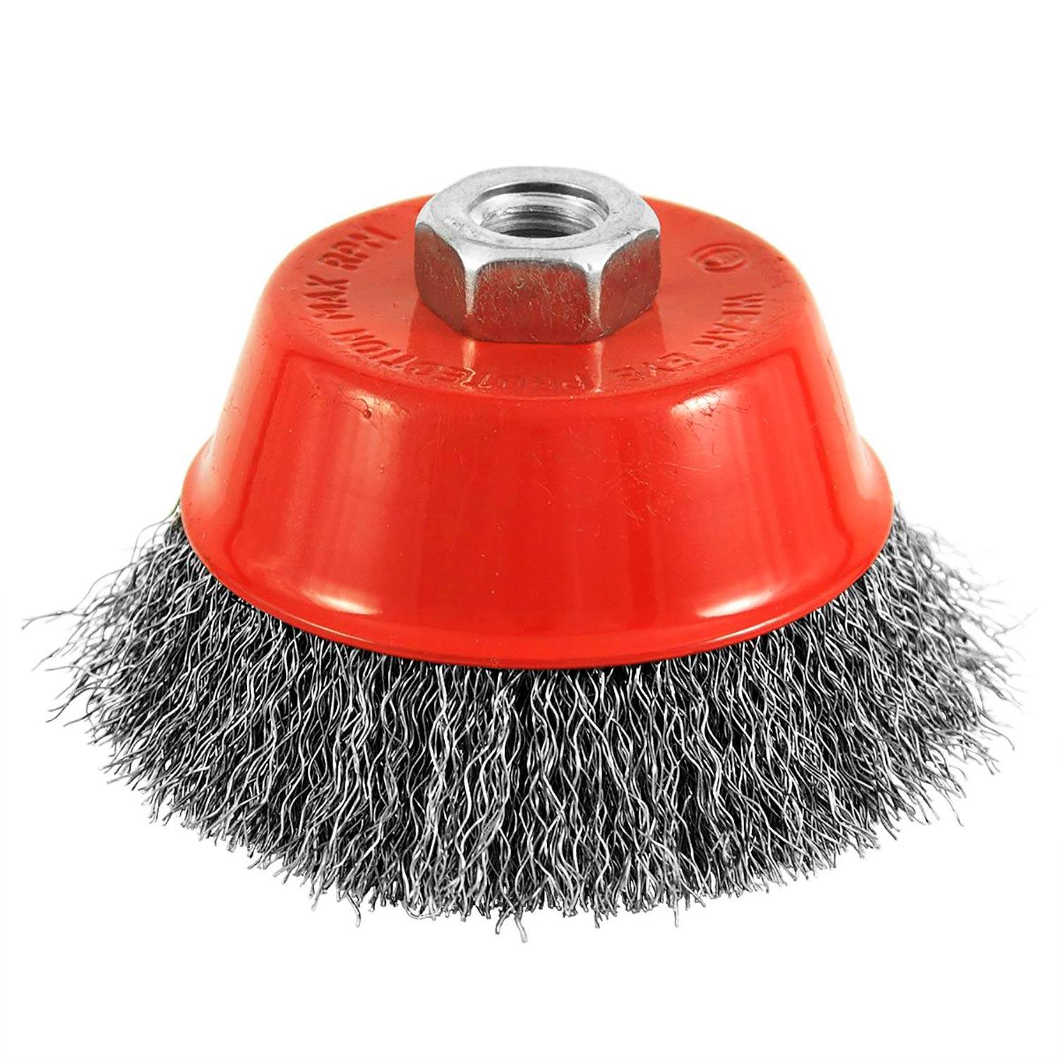 4" x 5/8"-11mm Carbon Steel Crimped Wire Cup - Recyclable