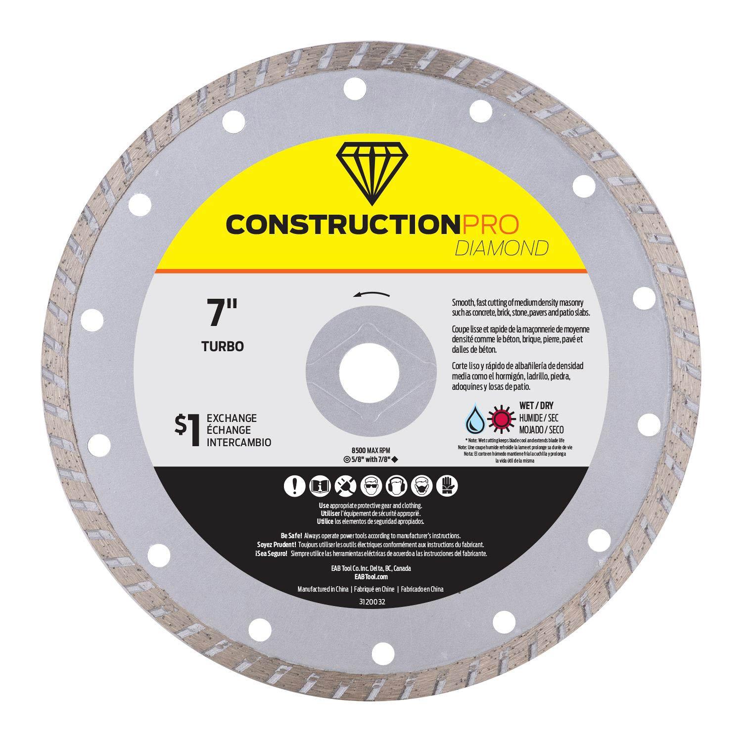 7" Turbo Construction Pro Diamond Blade - Exchangeable