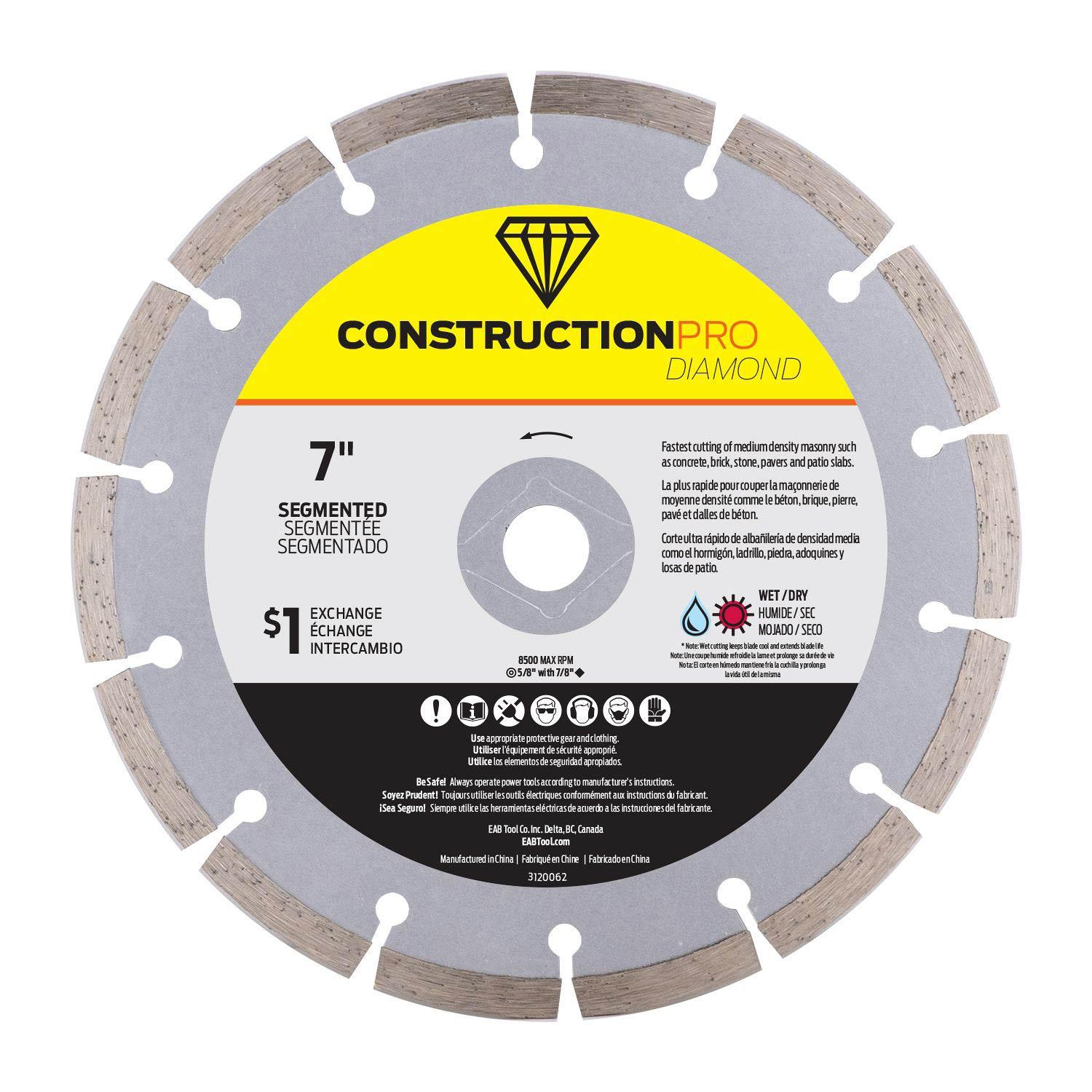 7" Segmented Construction Pro Diamond Blade - Exchangeable