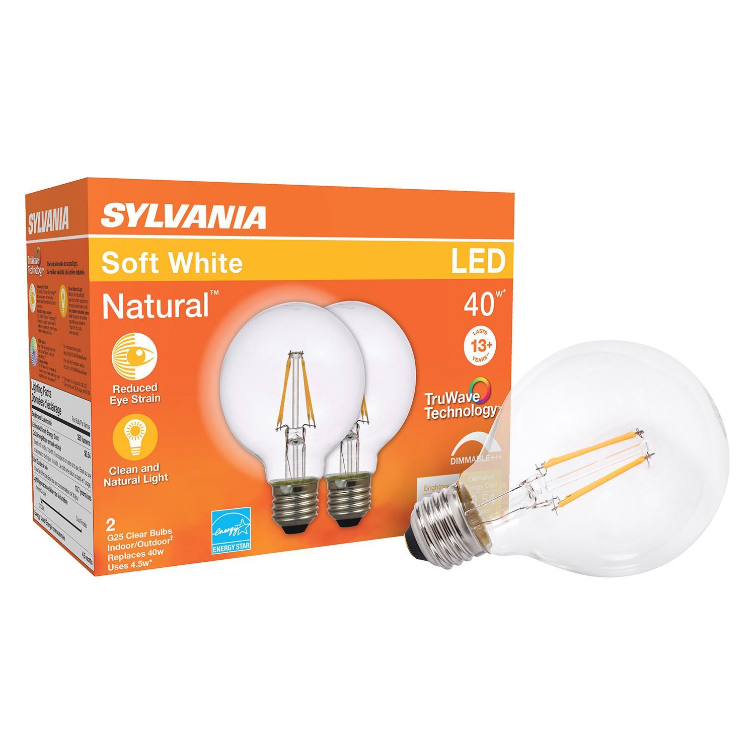 G25 4.5W 2700K Dimmable TruWave Clear LED Bulb-2/Pack