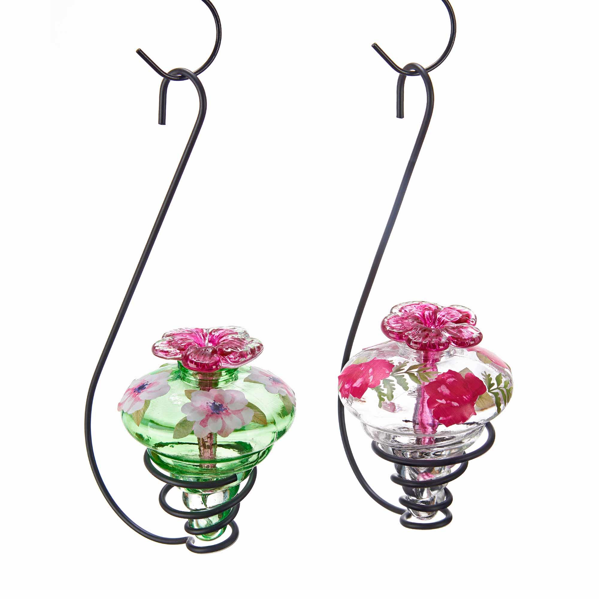 Mangeoires pour colibris avec fleurs roses