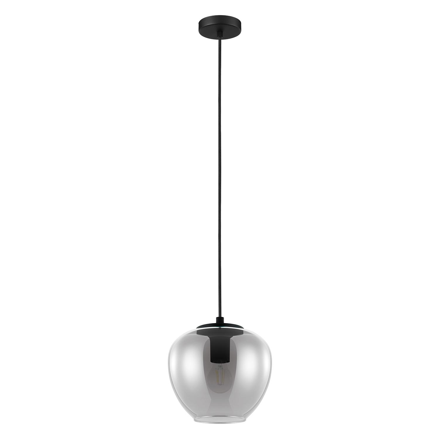 Luminaire suspendu Priorat, fini noir et verre fumé