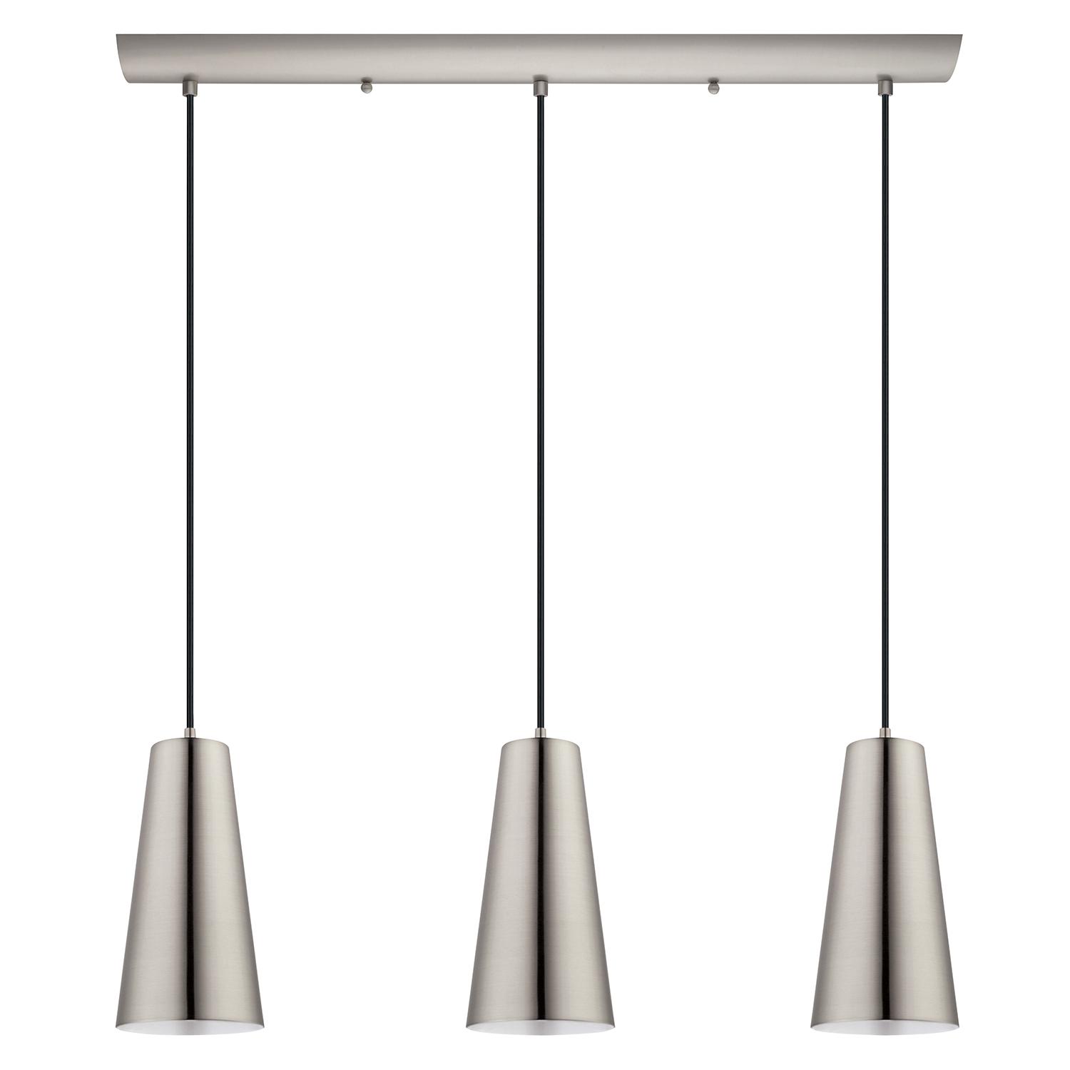 Luminaire à 1 suspension et à 3 lumières Pratella, fini noir