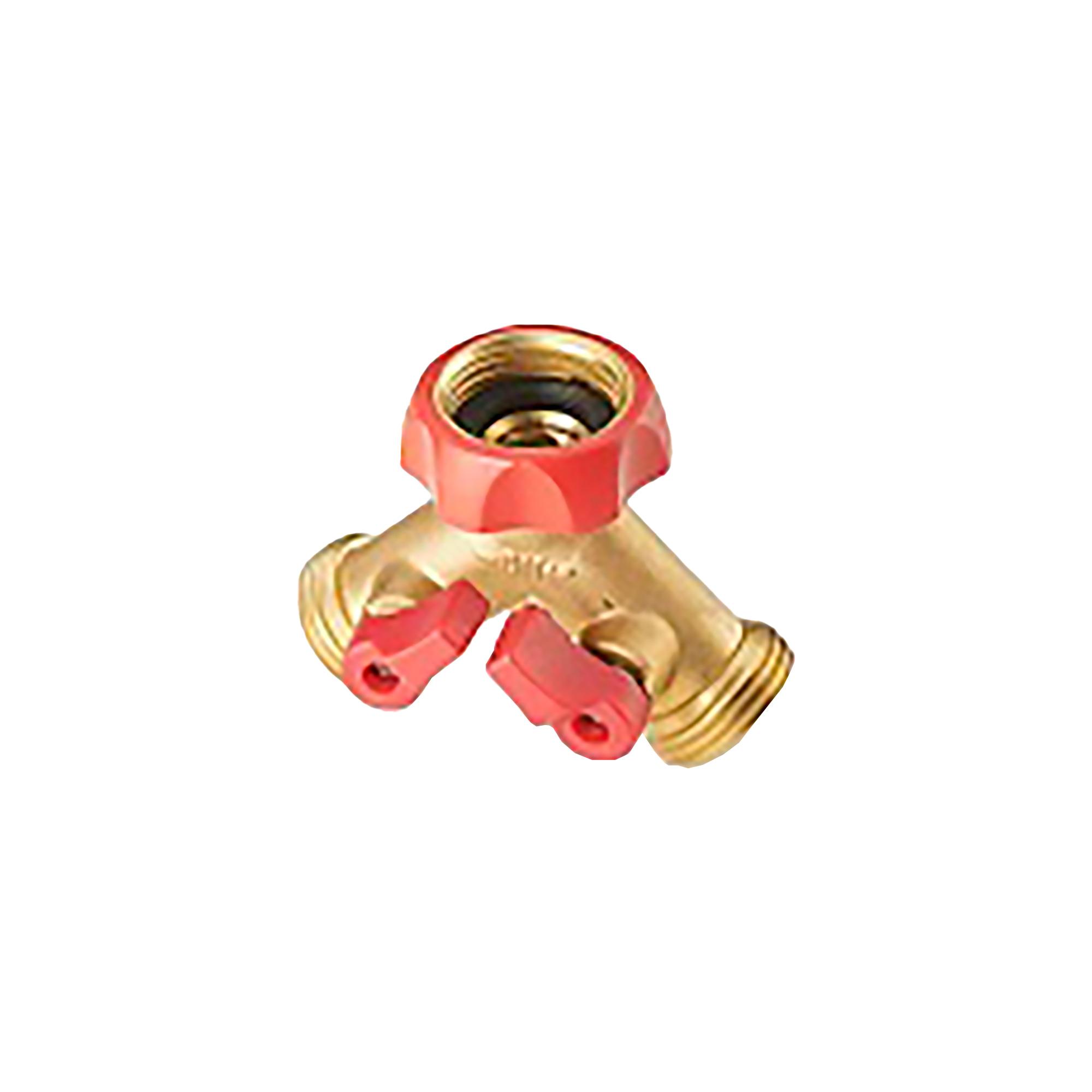 Brass 2-Way Hose Y Connector Shut Off