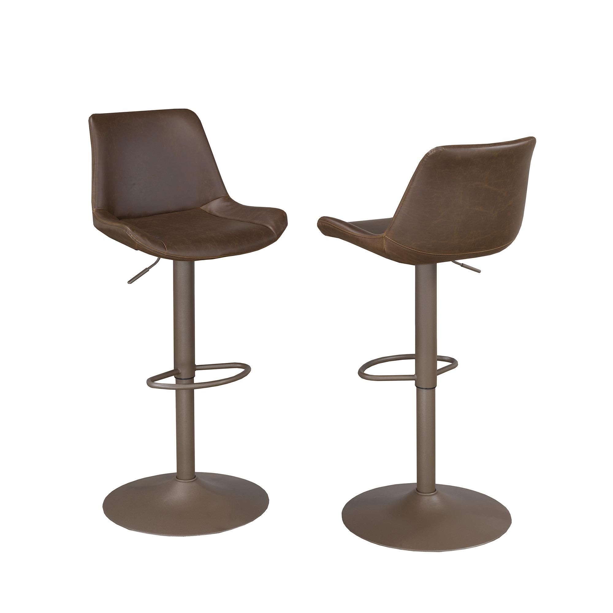 Brown Faux Leather Bar Stools-2/Pack