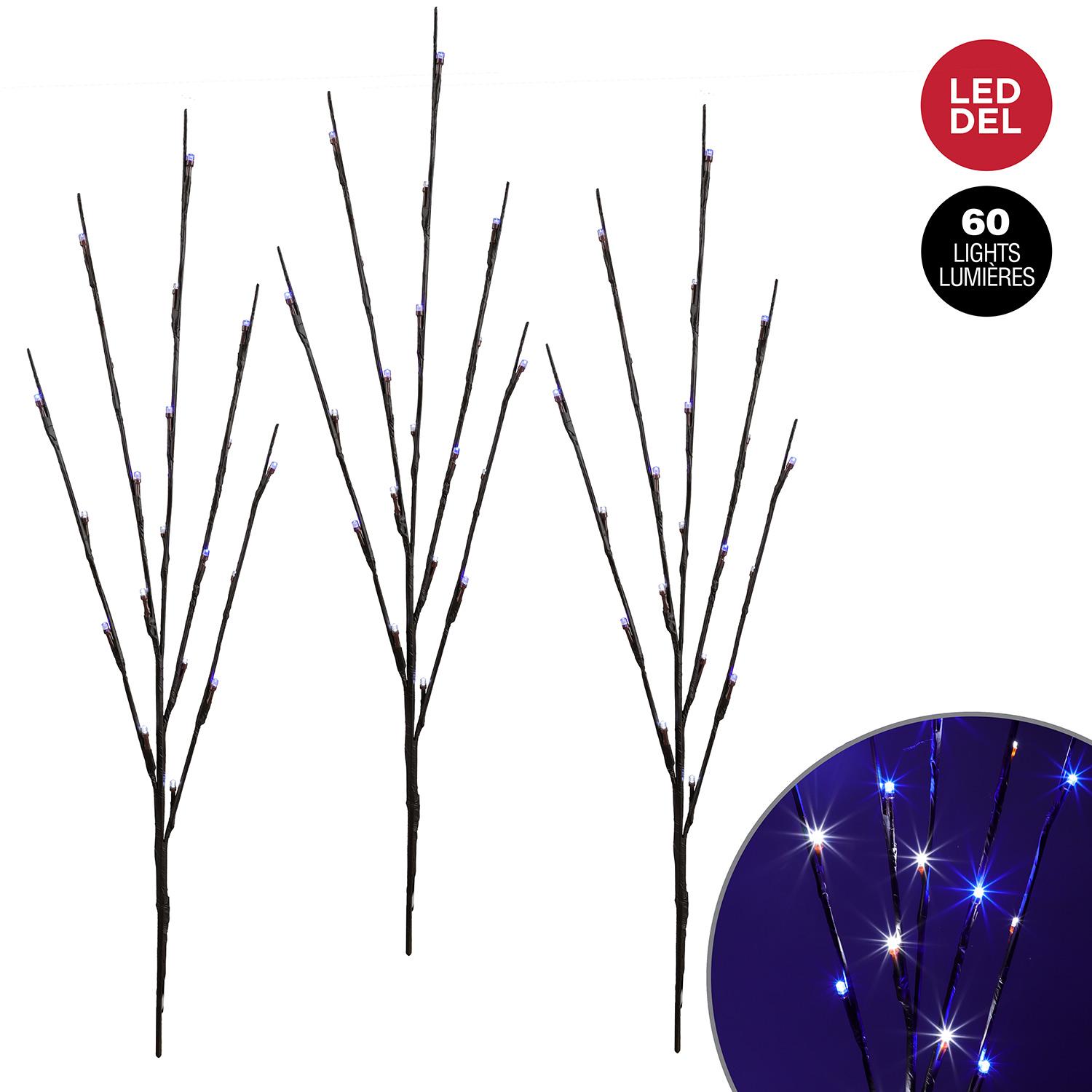 Twig Stake LED 60 Twinkling Blue & Pure White Lights- 3/Pack