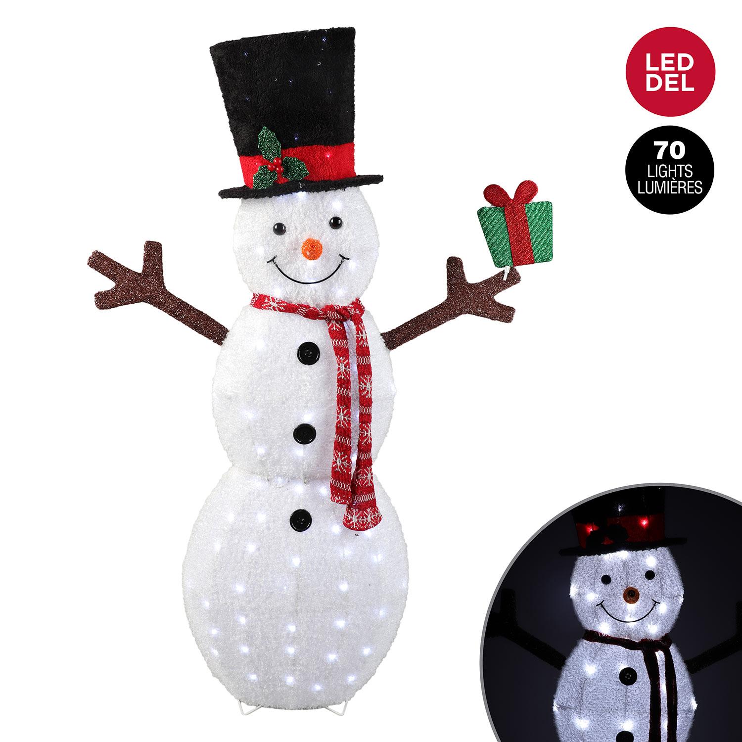 Lit Snowman with Gift 52"