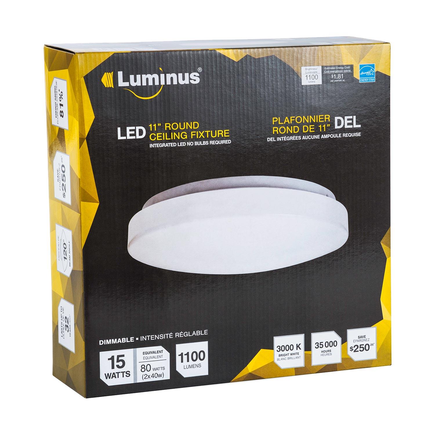11" Round LED Flush Mount 15W 1100 Lumens