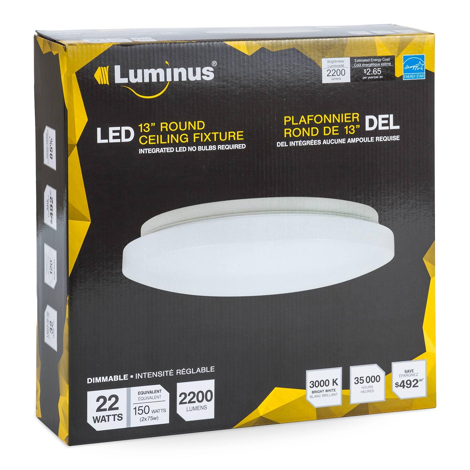 13" Round LED Flush Mount 22W 2200 Lumens
