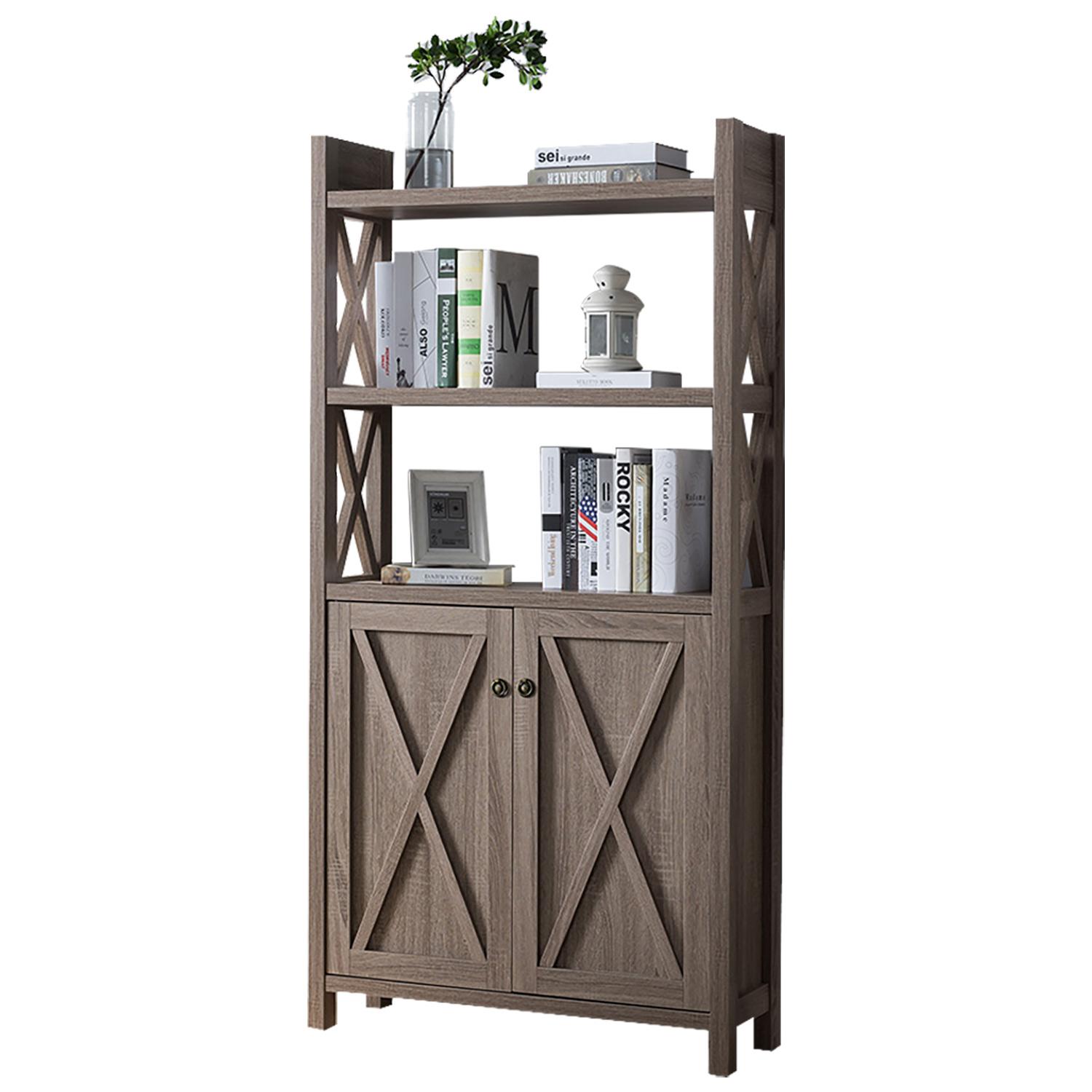 69" Taupe Bookcase