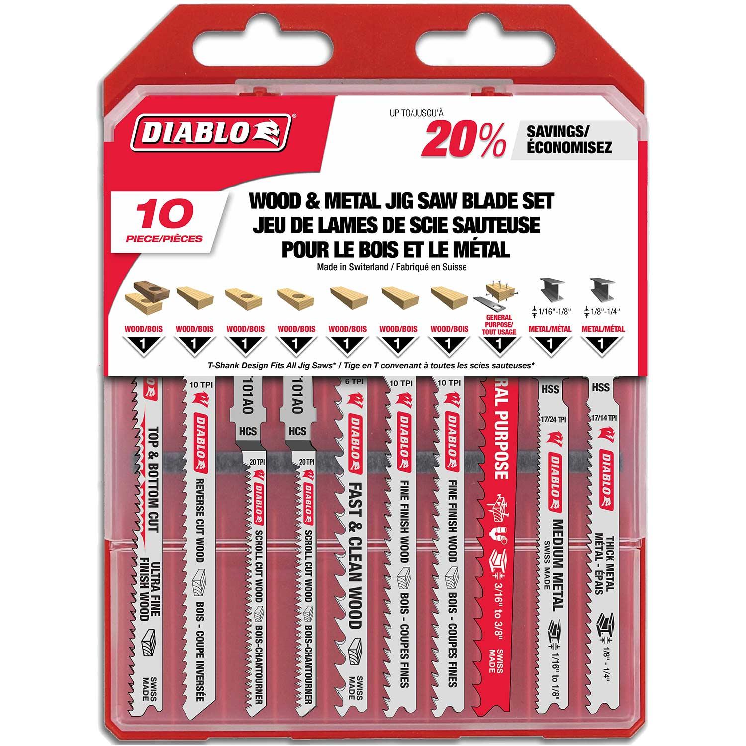 10 Piece T-Shank Jig Saw Blade Assorted Set
