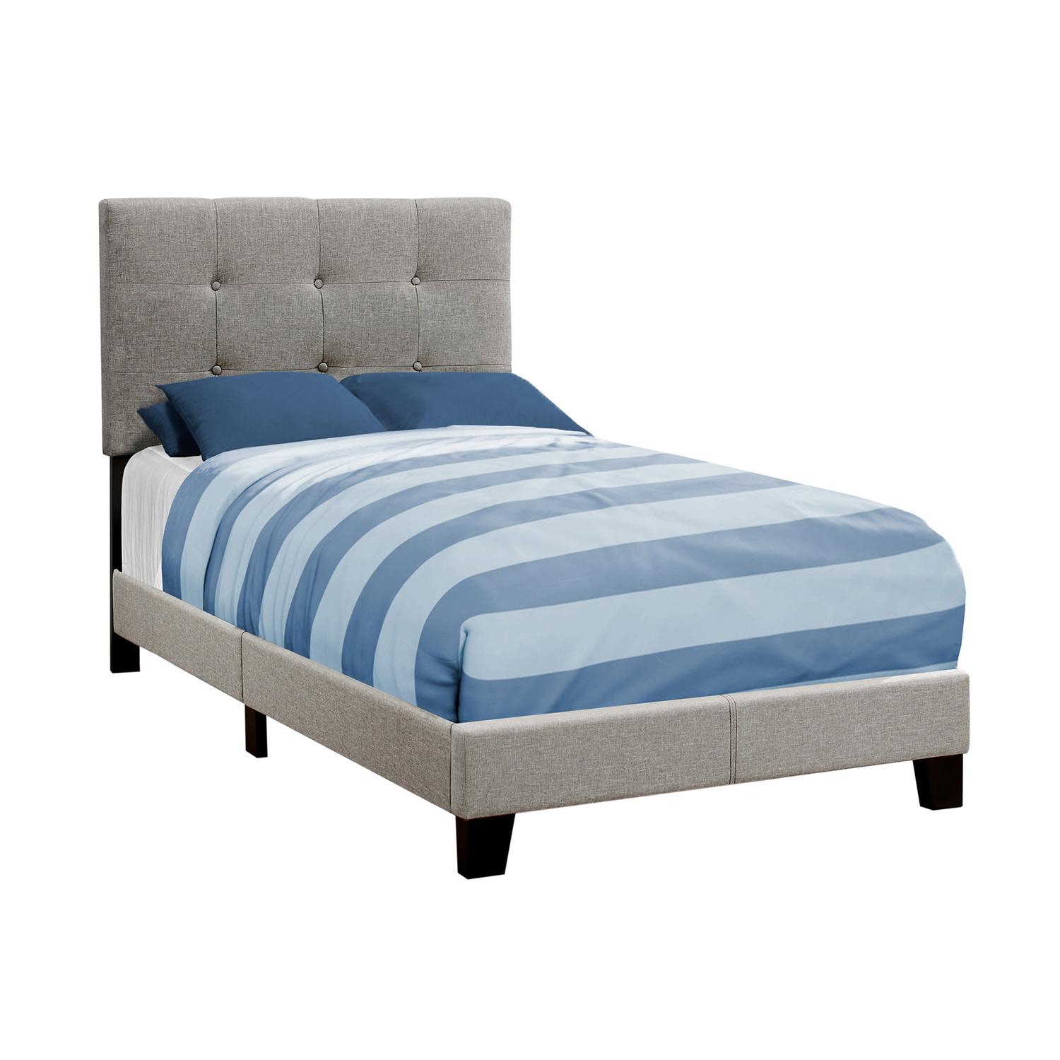 Grey Linen Twin Size Bed