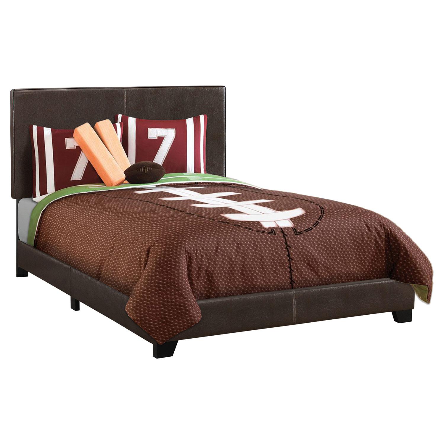 Dark Brown Leather-Look Full Size Bed