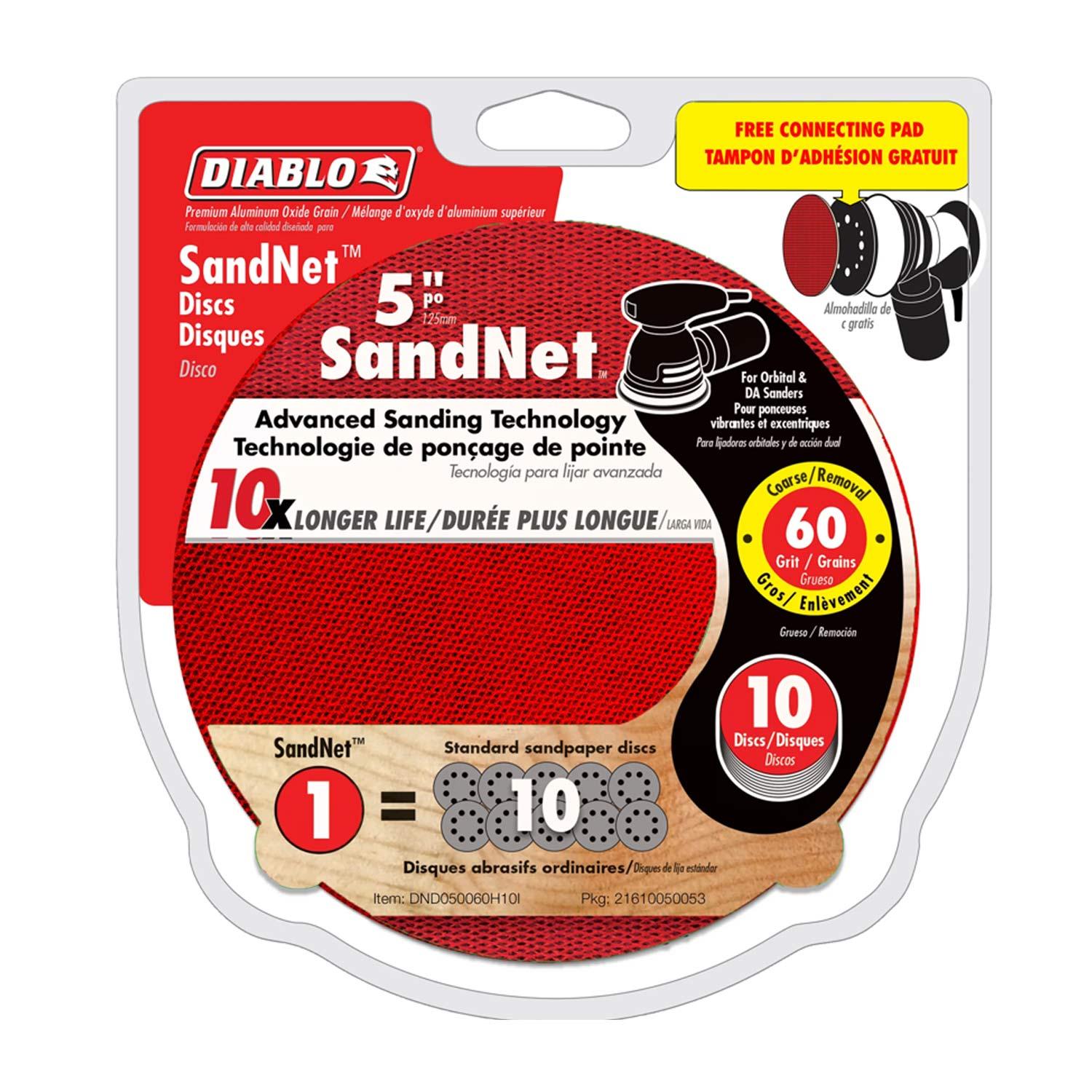 5" Random Orbital Sander Sandnet 60-Grit-10/Pack