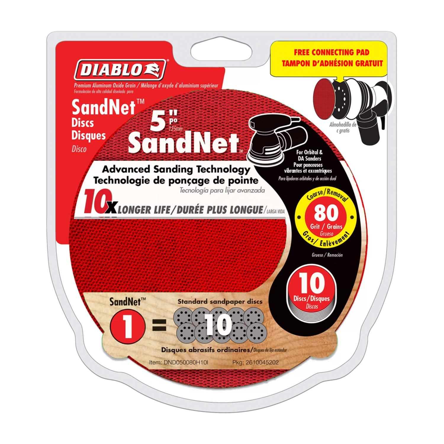 5" Random Orbital Sander Sandnet 80-Grit-10/Pack