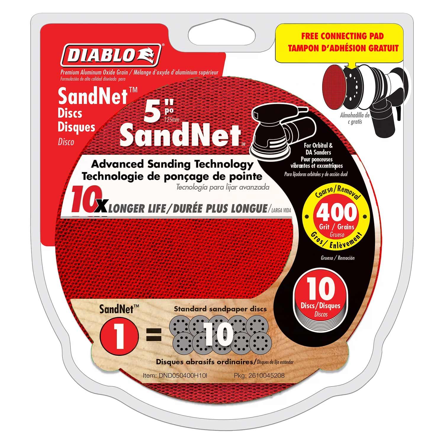 5" Random Orbital Sander Sandnet 400-Grit-10/Pack