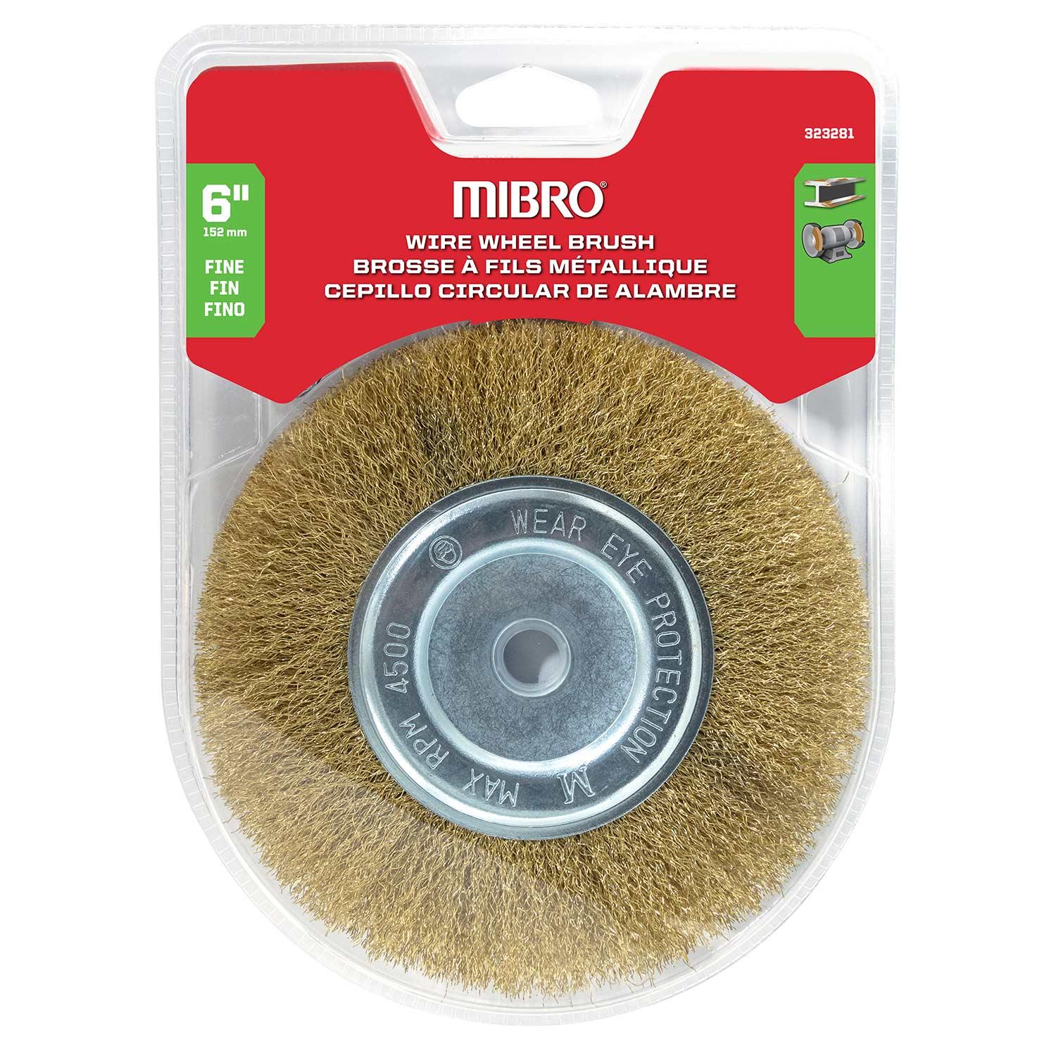 6" Fine Brass Coated Steel Crimp Wire Wheel with 1/2" & 5/8"