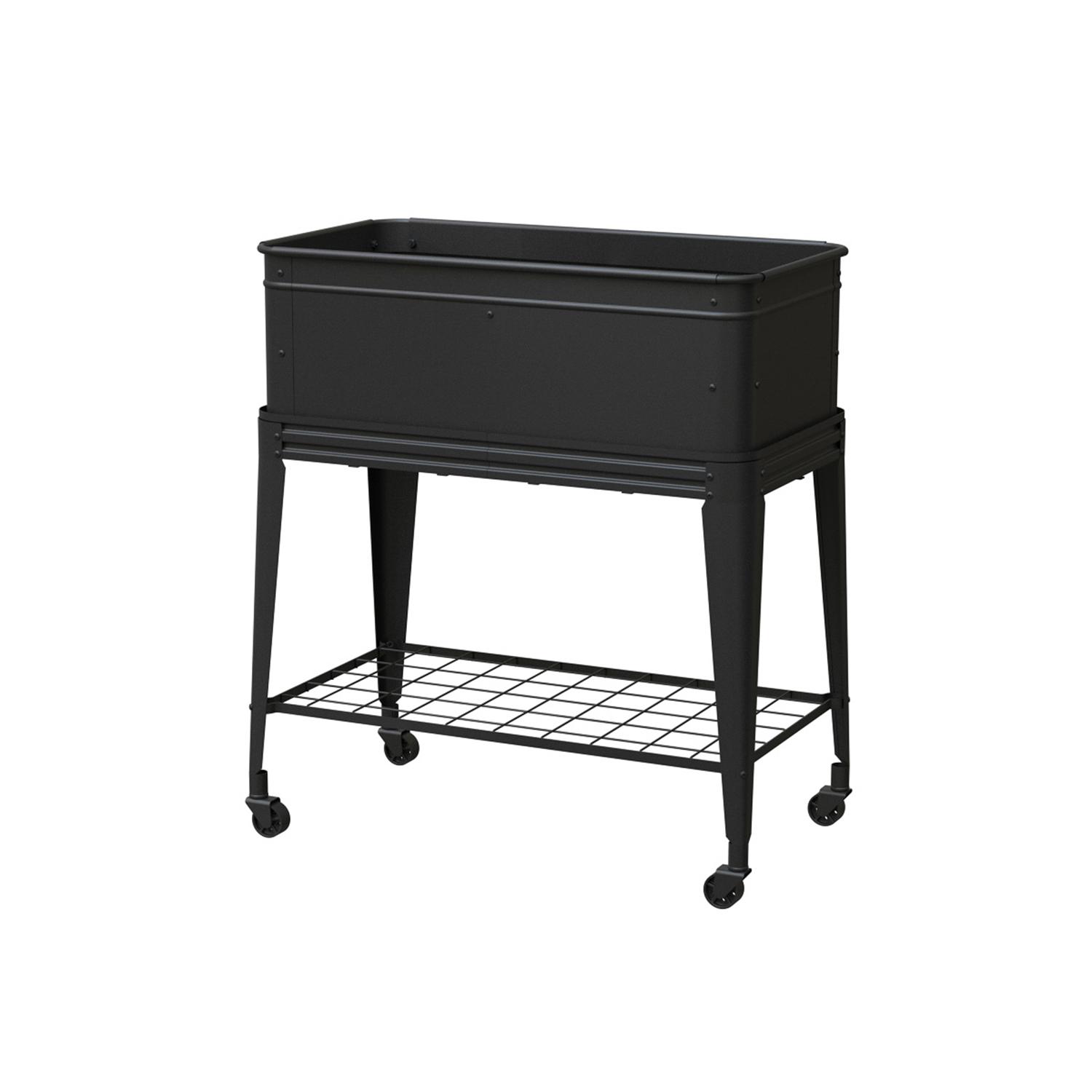 Elevated Tub Planter With Wheels-Black