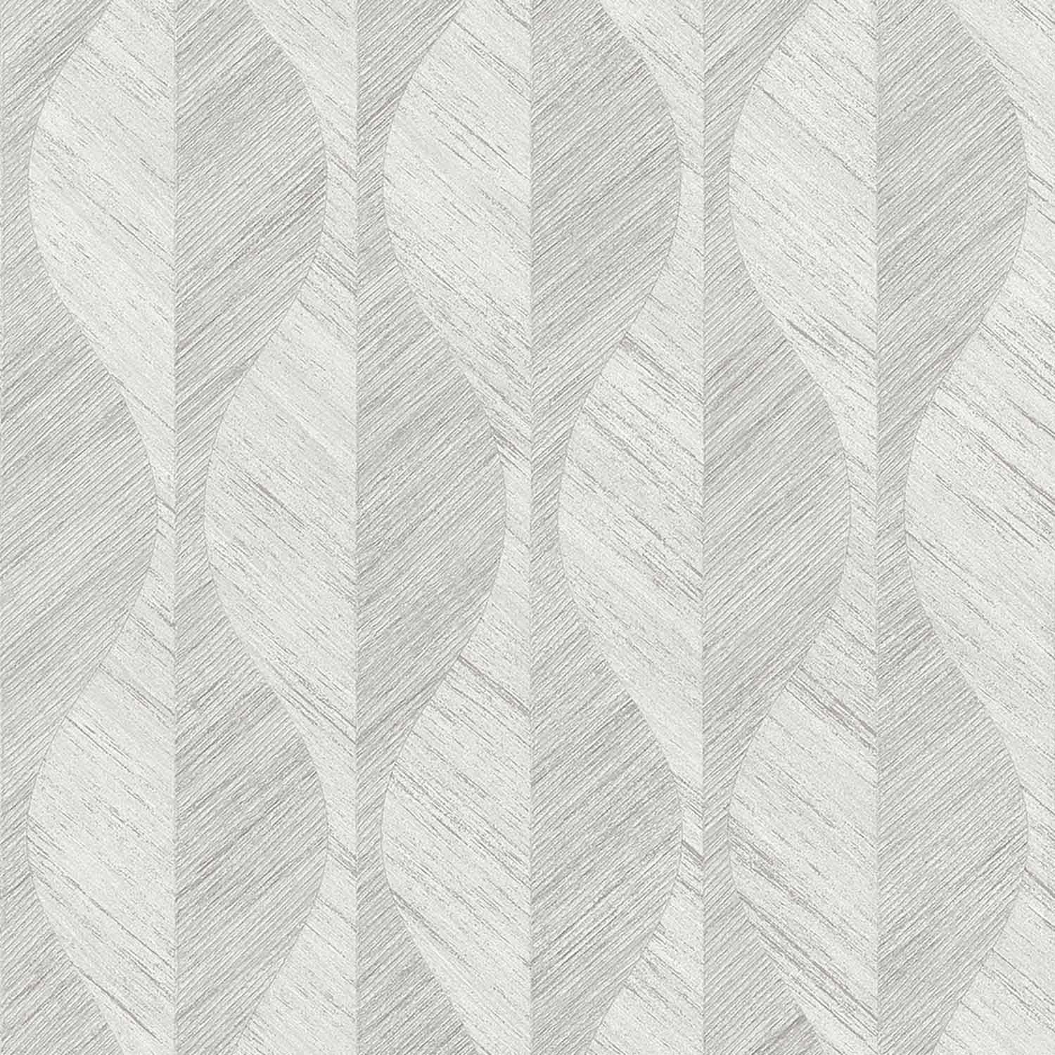 Dark and Light Grey Leaf Wallpaper