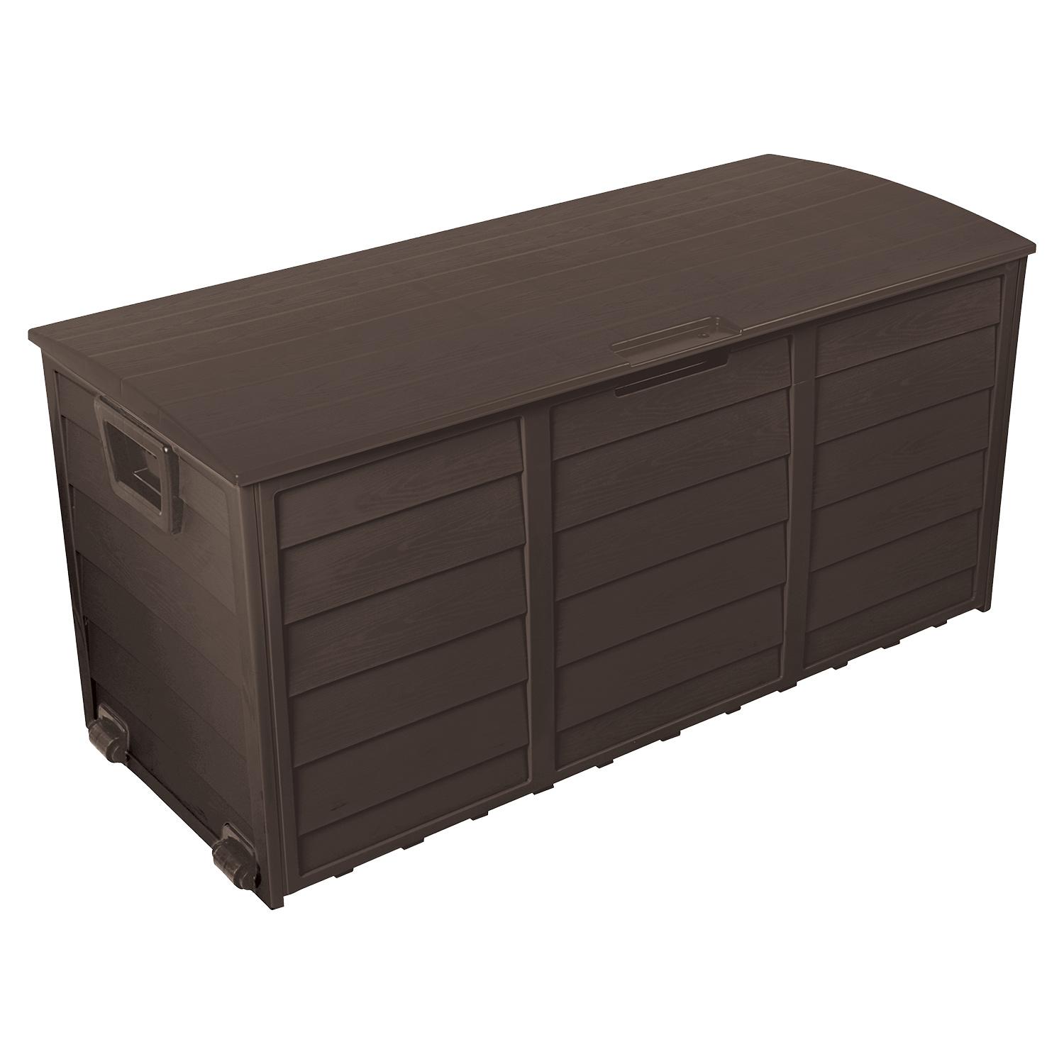 Bac de rangement de jardin extérieur style bois café, 76 gal