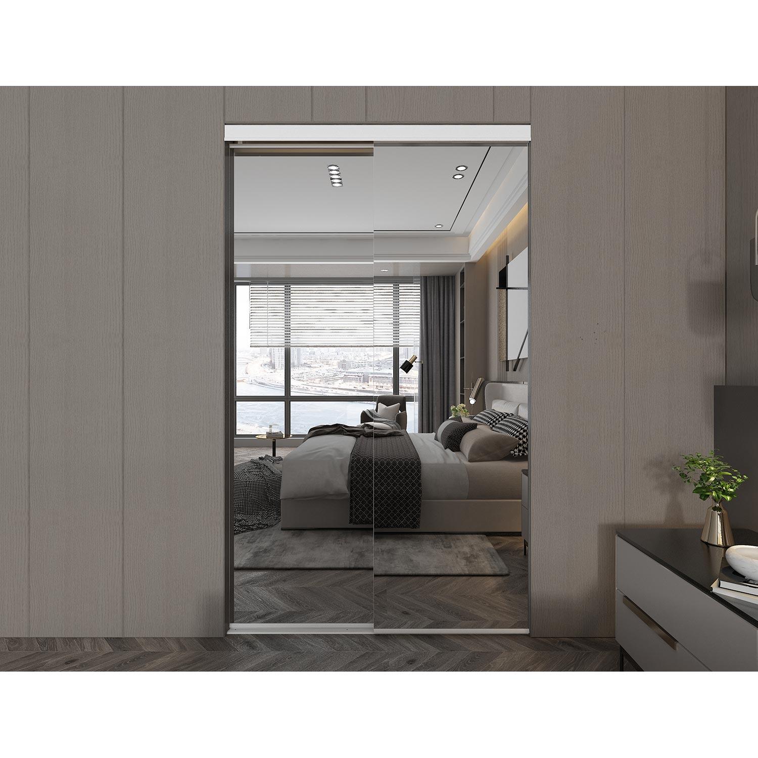 36" x 80" Frameless White Clear Mirror Closet Door